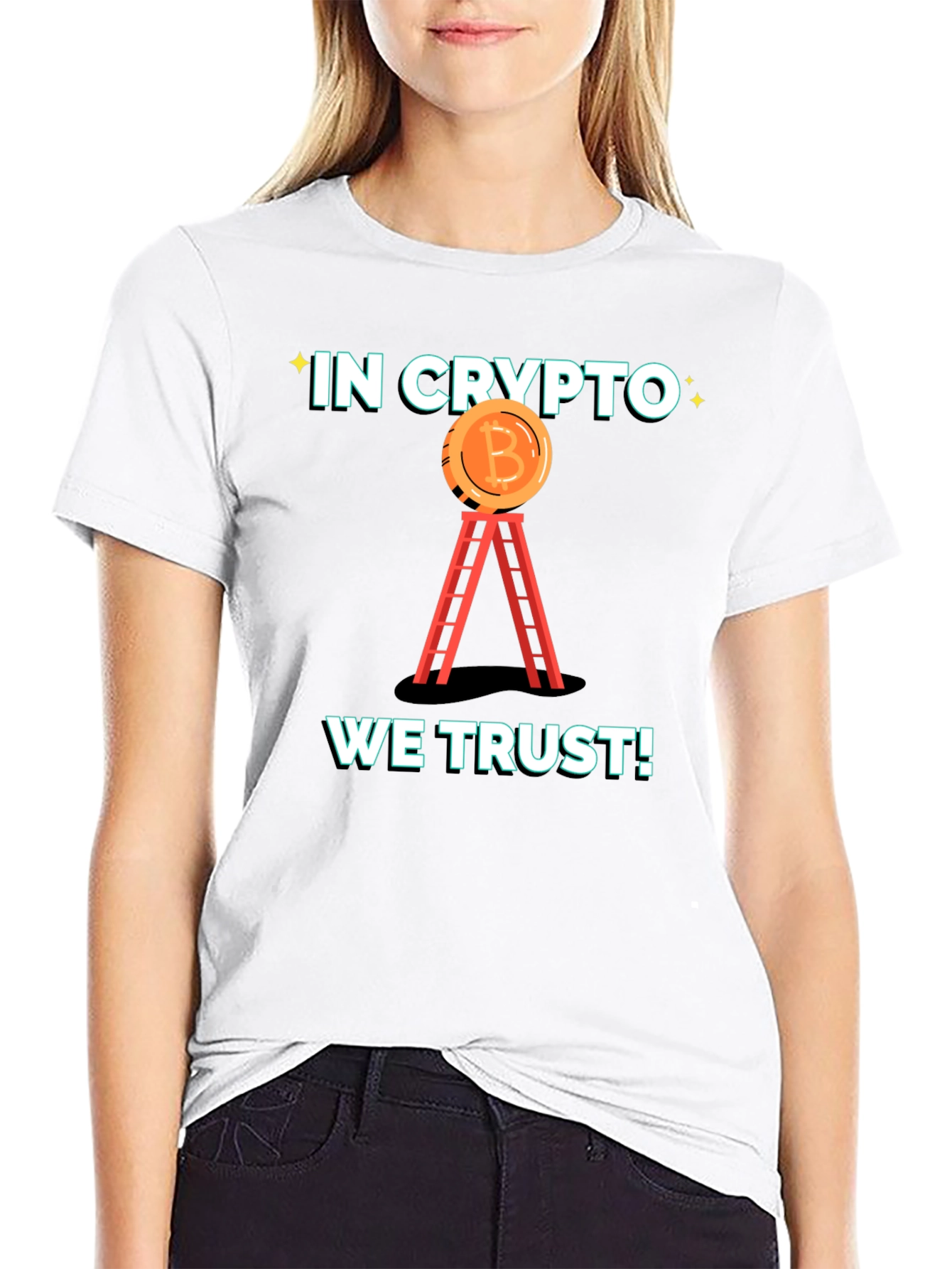 In Crypto We Trust T-Shirt - Bitcoin Ladder Design