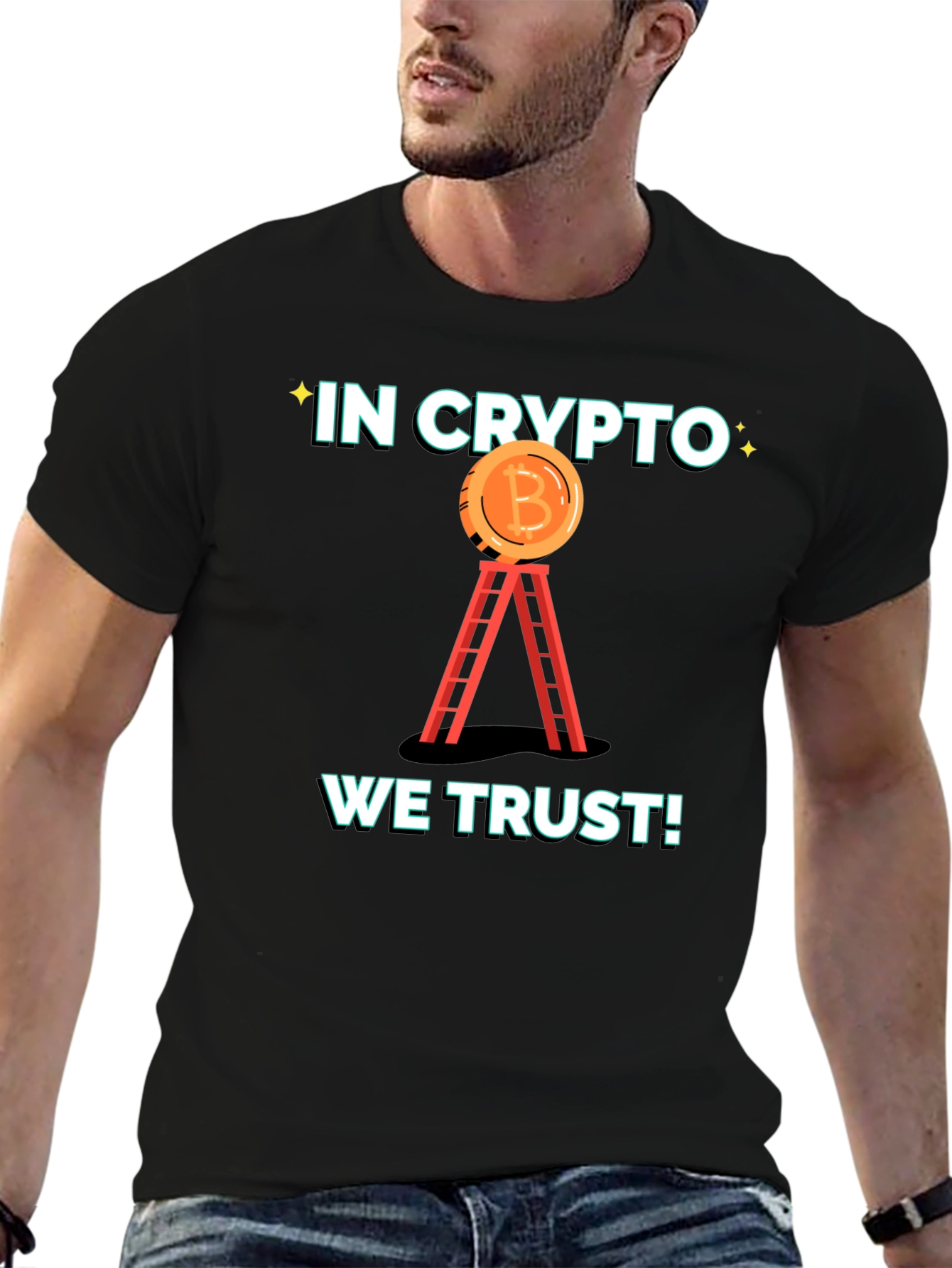 In Crypto We Trust T-Shirt - Bitcoin Ladder Design
