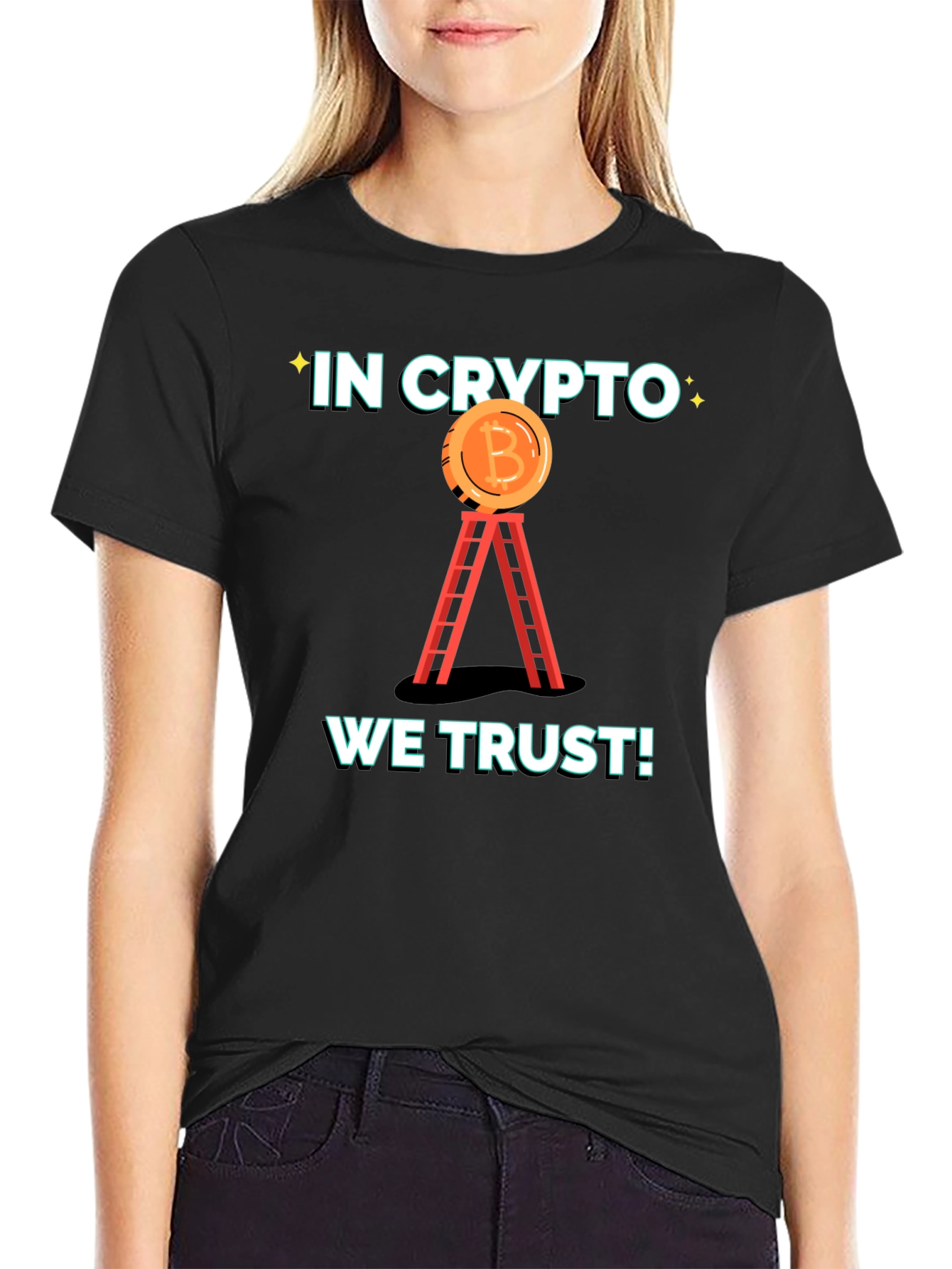 In Crypto We Trust T-Shirt - Bitcoin Ladder Design