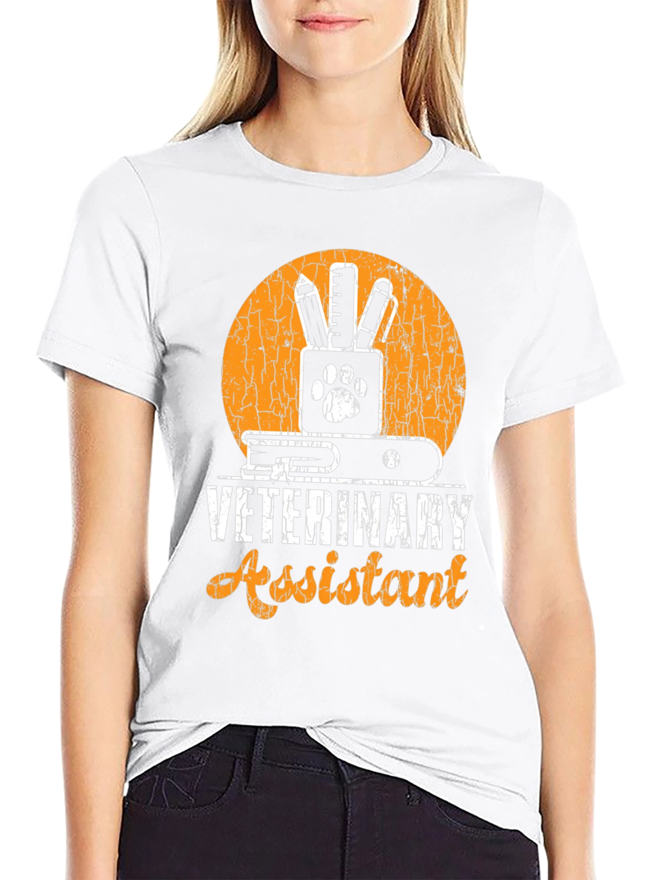 Veterinary Assistant Graphic T-Shirt Animal Paw Print Tee
