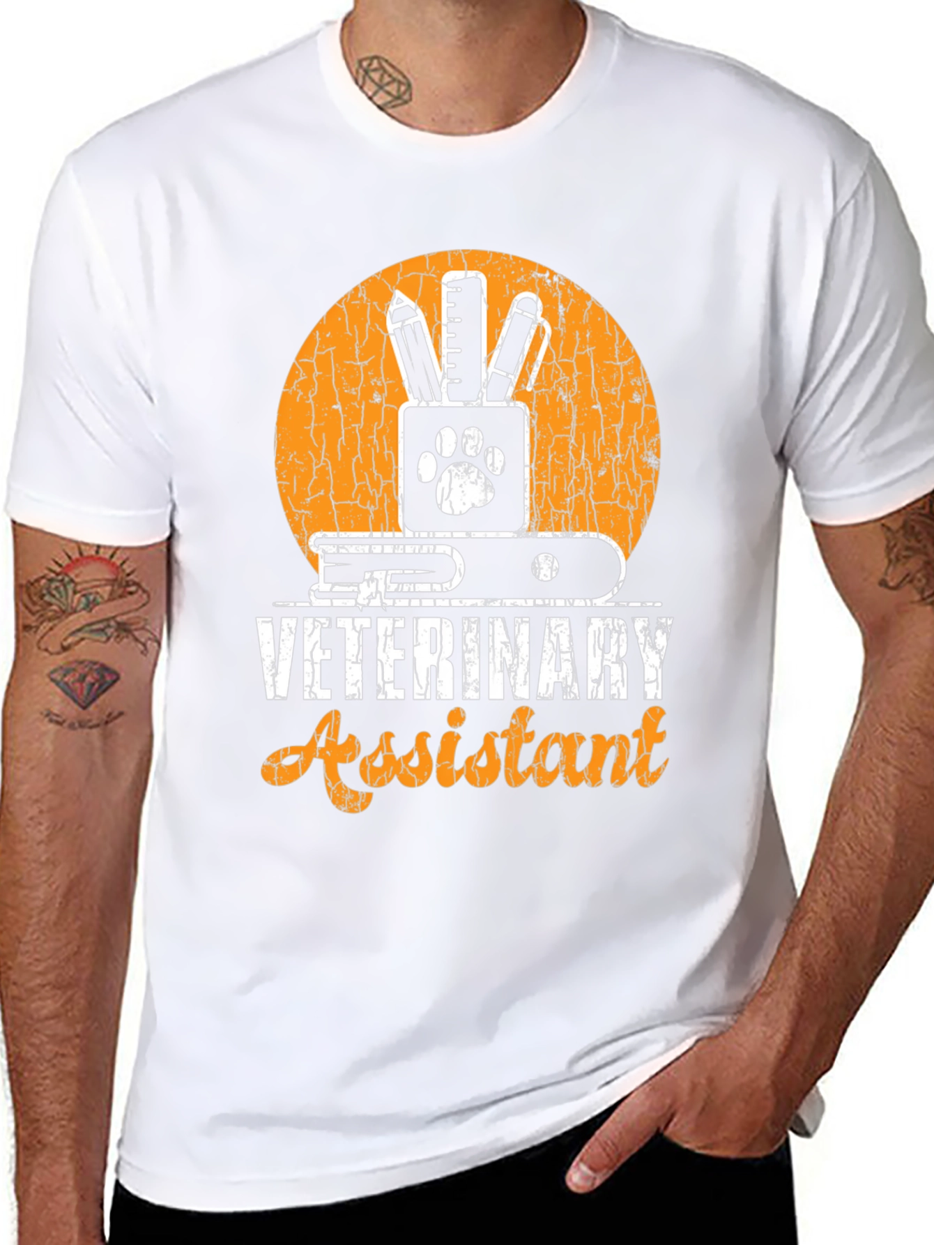 Veterinary Assistant Graphic T-Shirt Animal Paw Print Tee