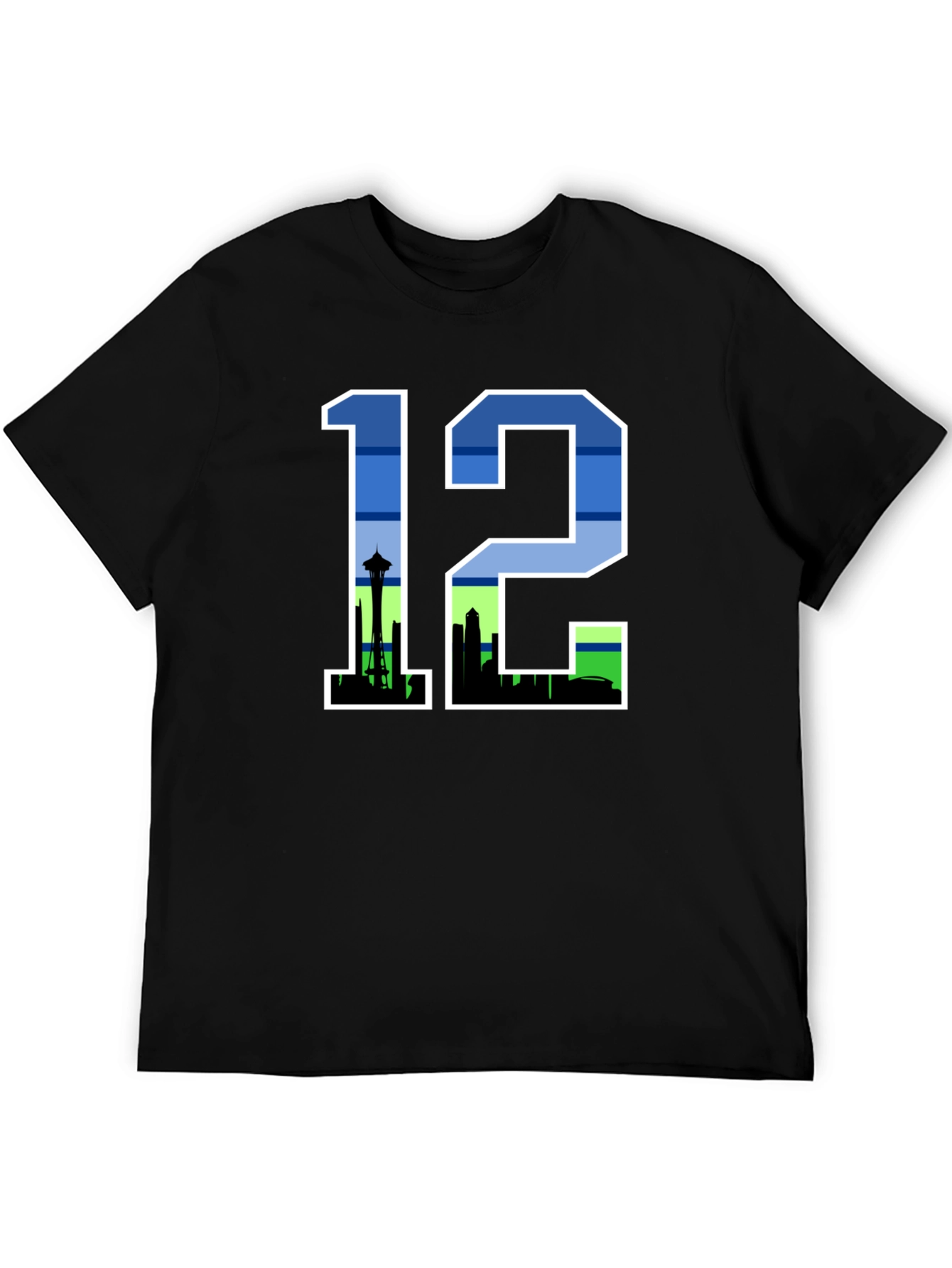 Seattle 12th Man Skyline Graphic Tee - Black