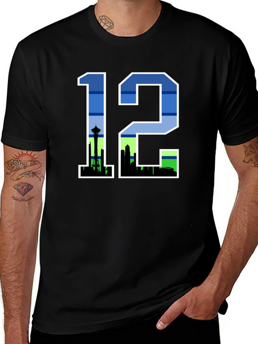 Seattle 12th Man Skyline Graphic Tee - Black