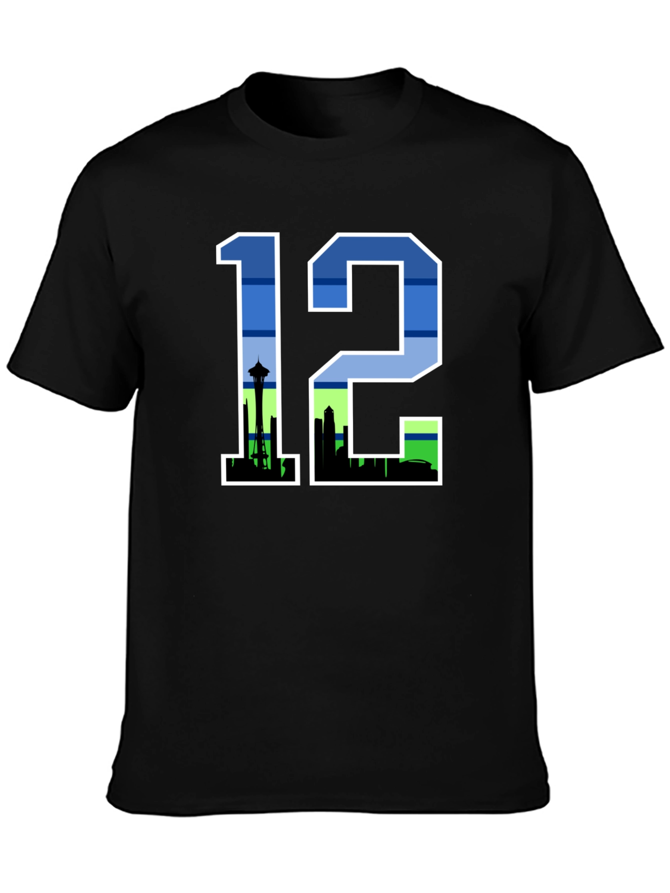Seattle 12th Man Skyline Graphic Tee - Black