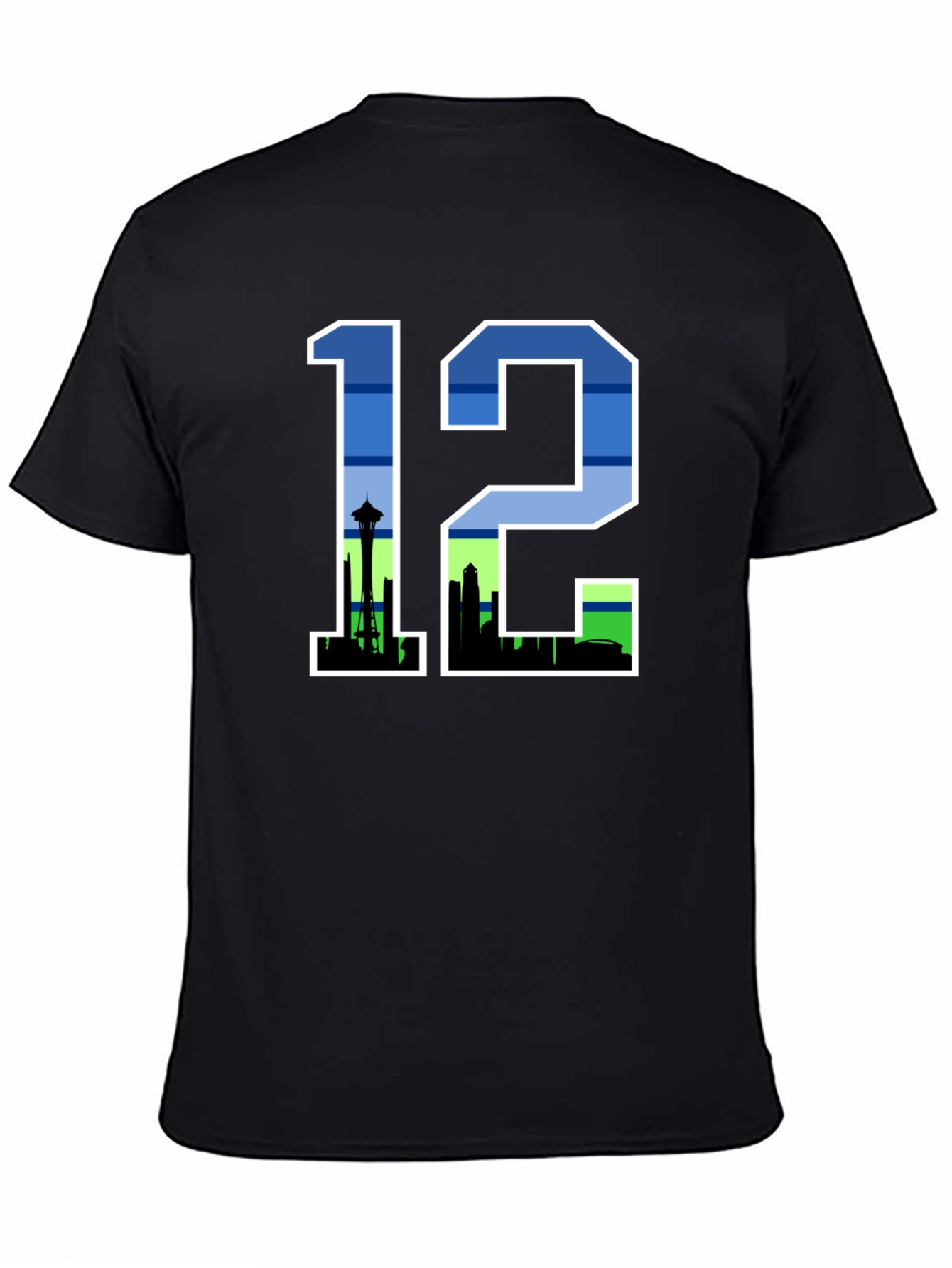 Seattle 12th Man Skyline Graphic Tee - Black