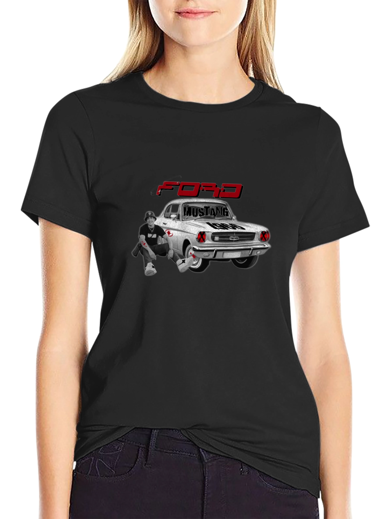 Ford Mustang 1966 Black Graphic Tee