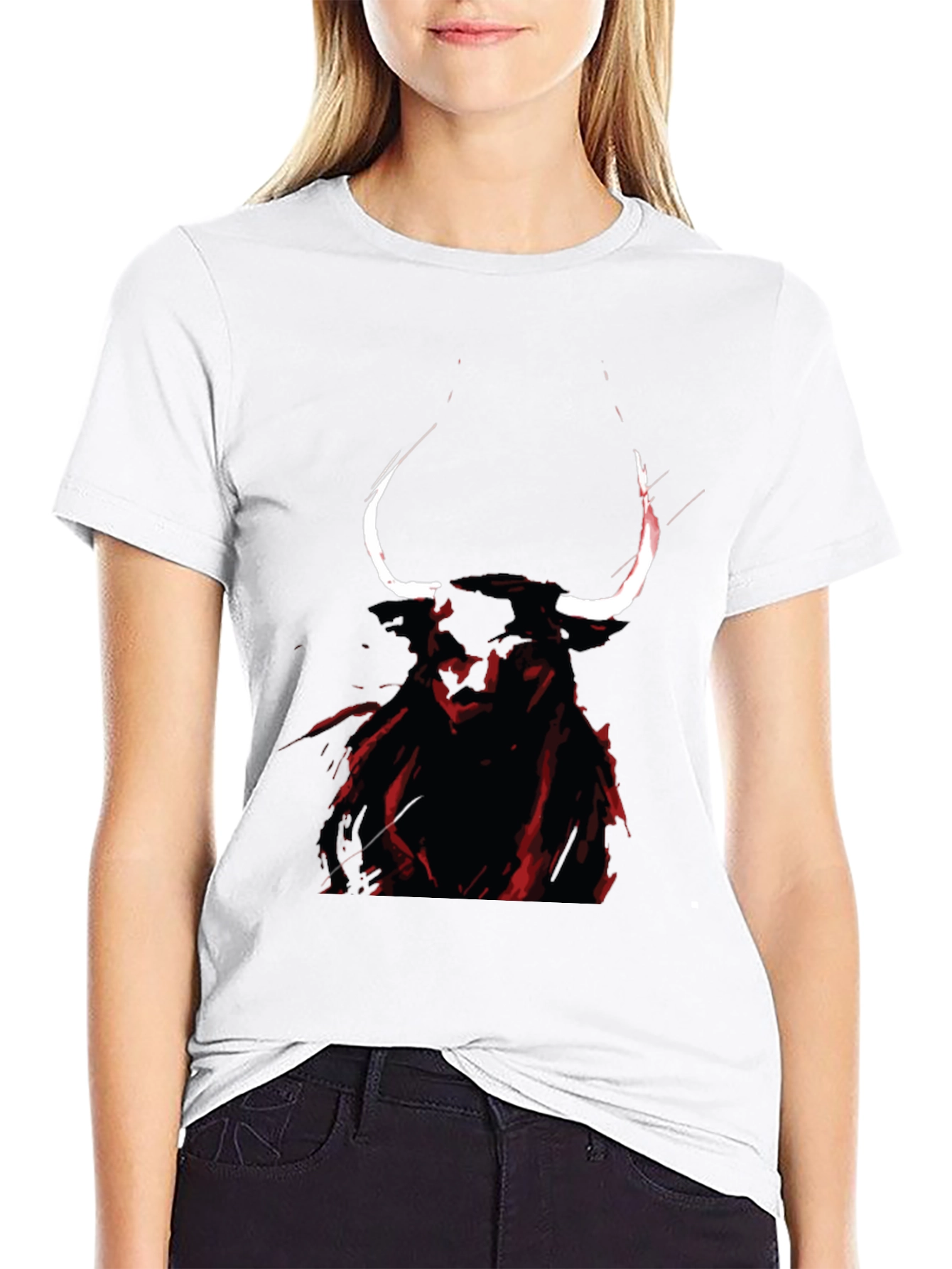Mens Black Graphic Tee - Bull Design