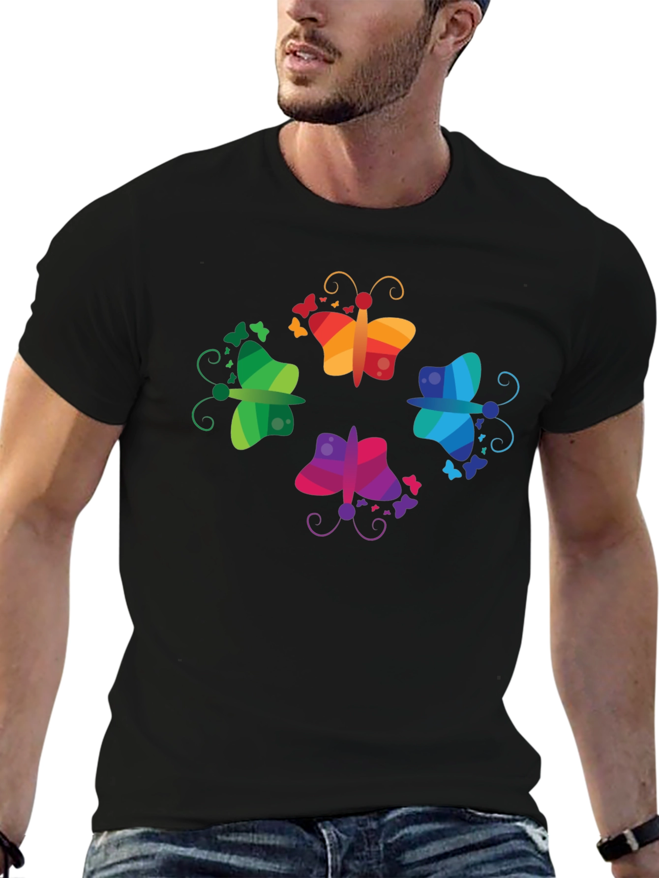 Rainbow Butterfly Graphic Tee - Fun & Vibrant
