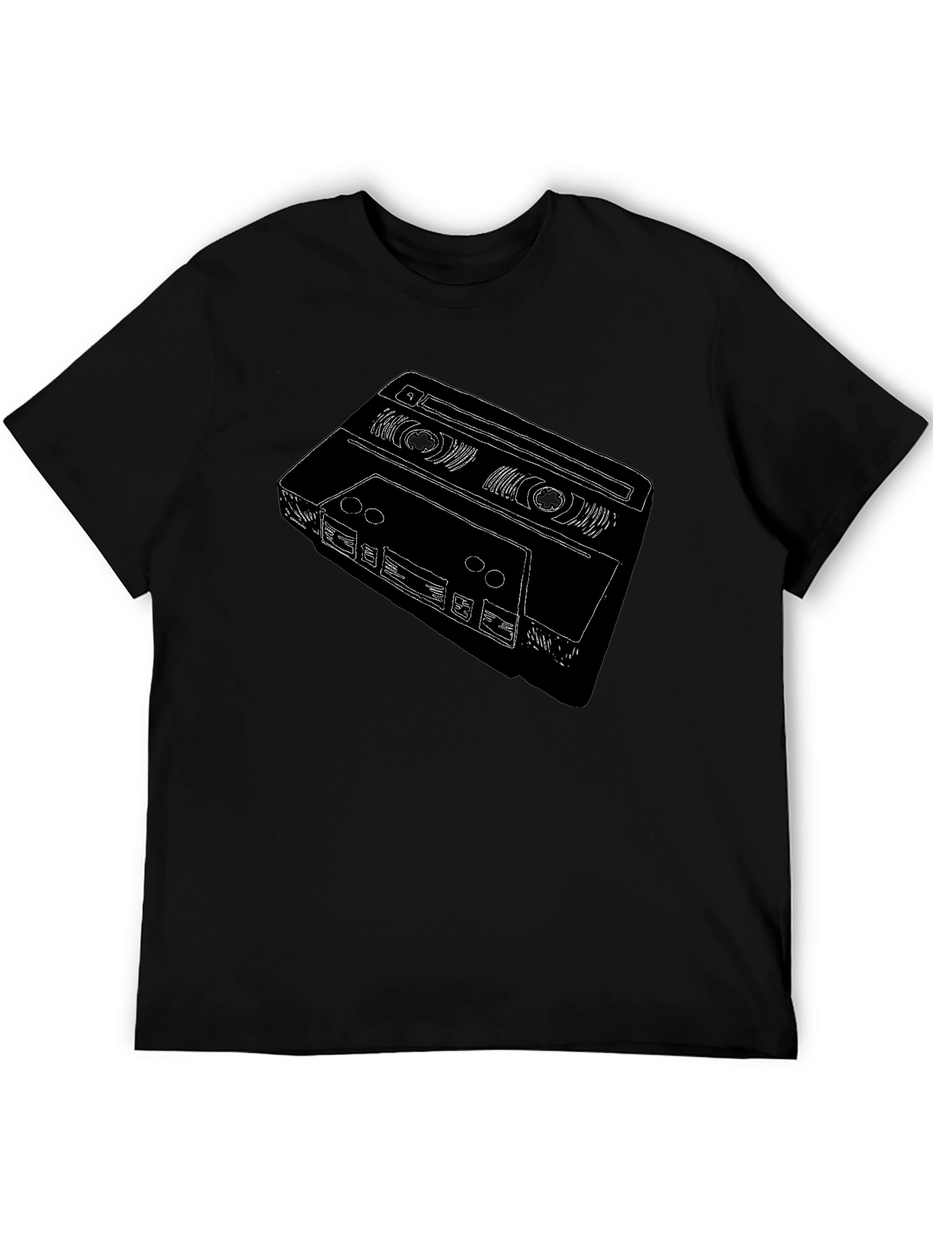 Retro Cassette Tape Graphic T-Shirt - Black