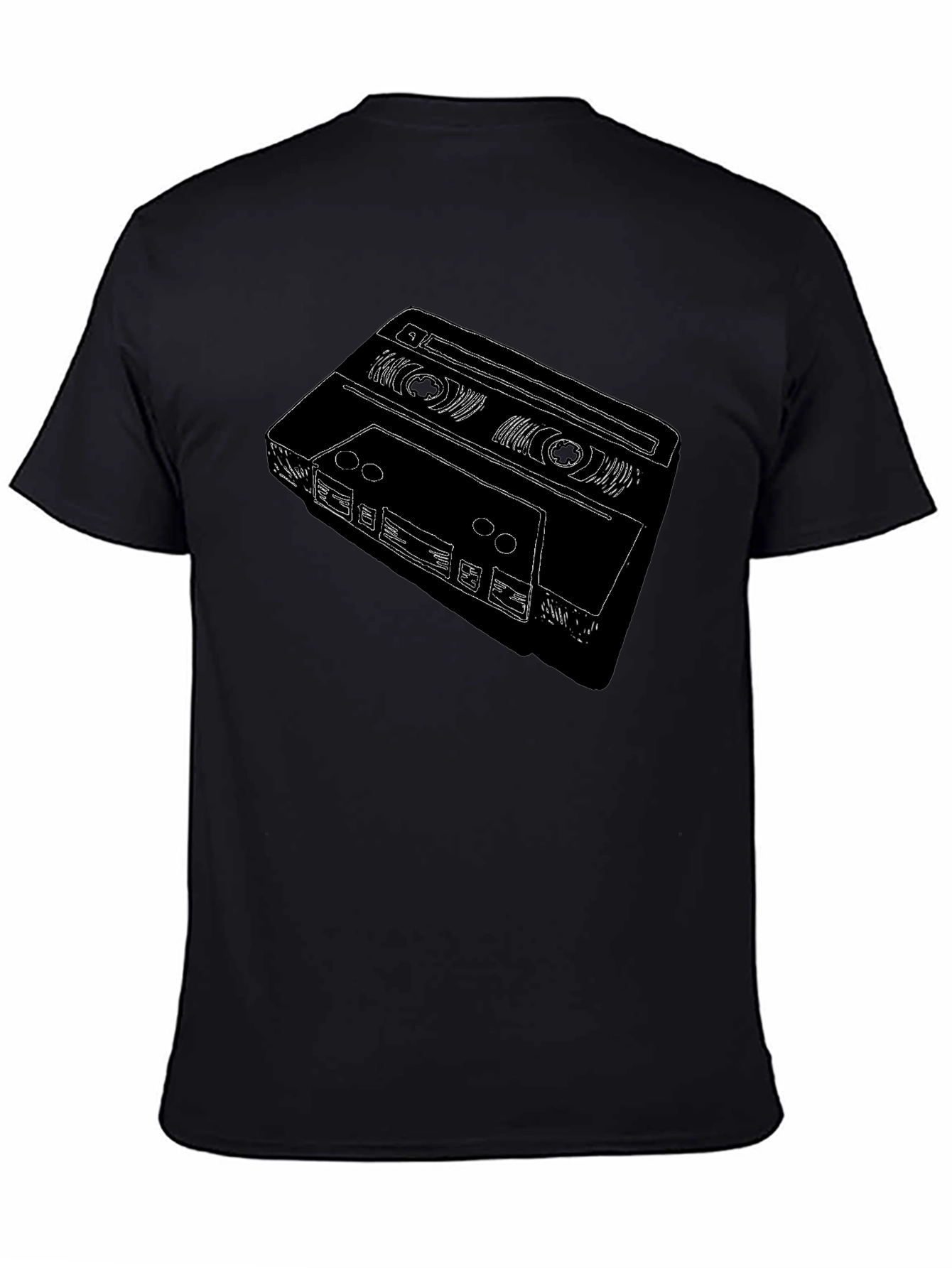 Retro Cassette Tape Graphic T-Shirt - Black