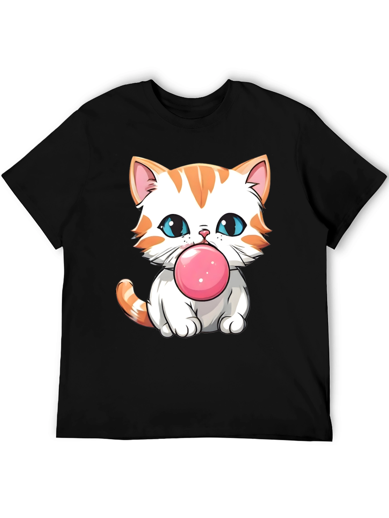 Cute Cat Bubble Gum Graphic T-Shirt