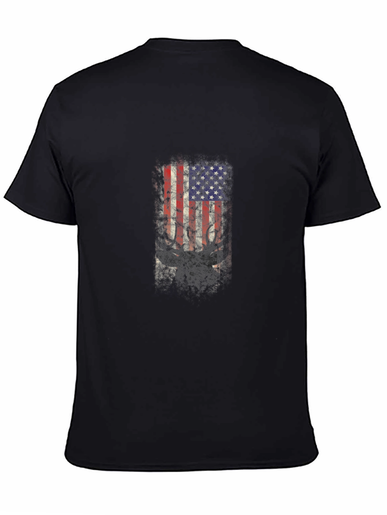 American Flag Deer Graphic Tee - Black