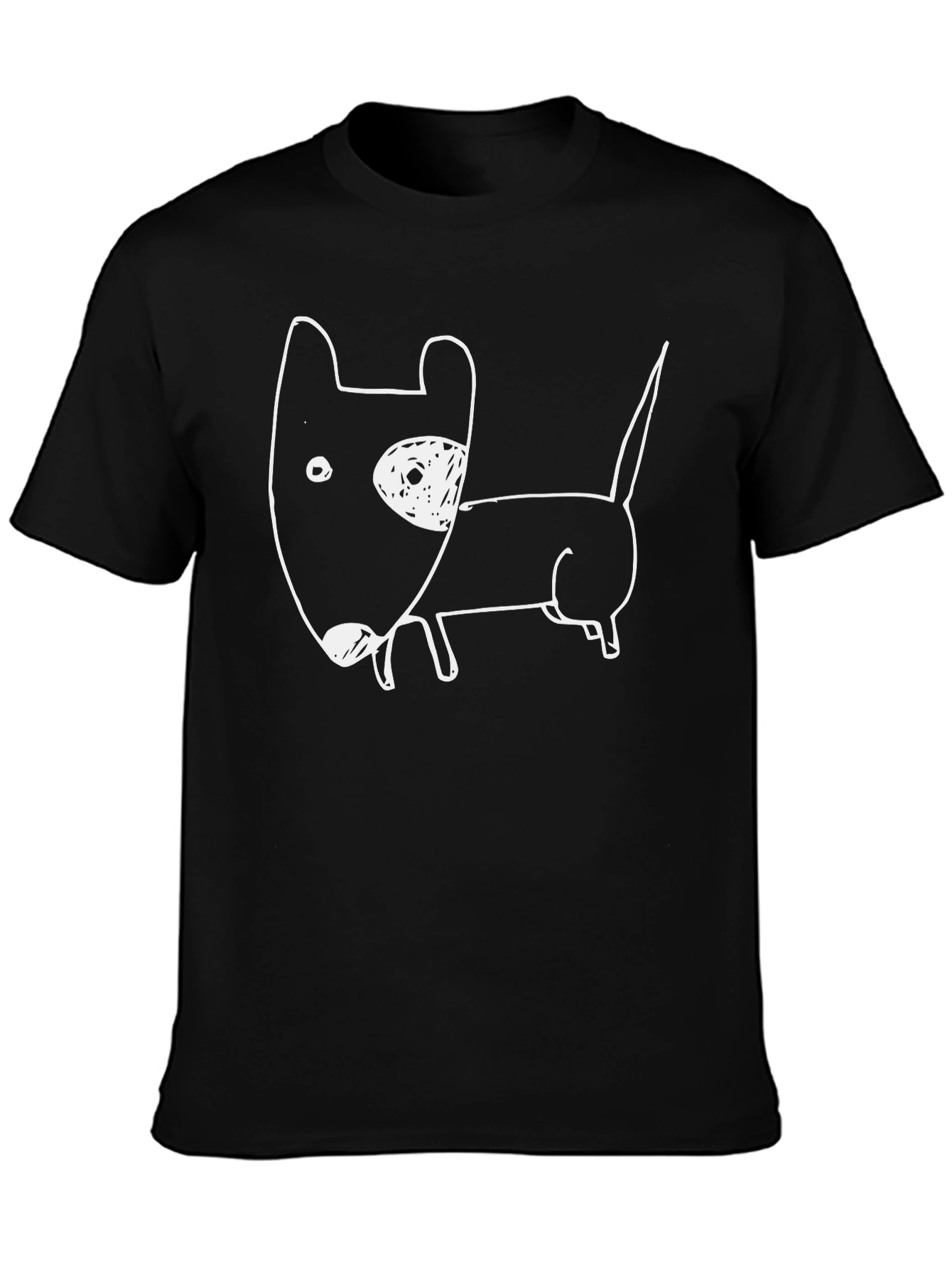 Mens Black Graphic Tee - Cartoon Dog Design