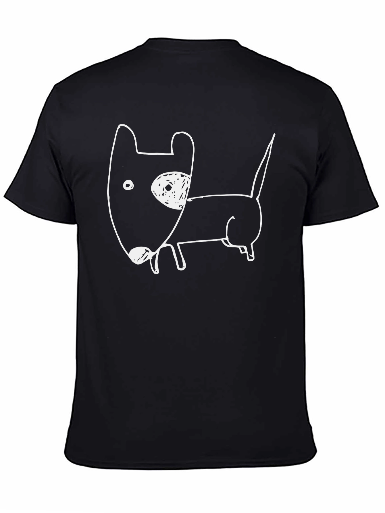 Mens Black Graphic Tee - Cartoon Dog Design