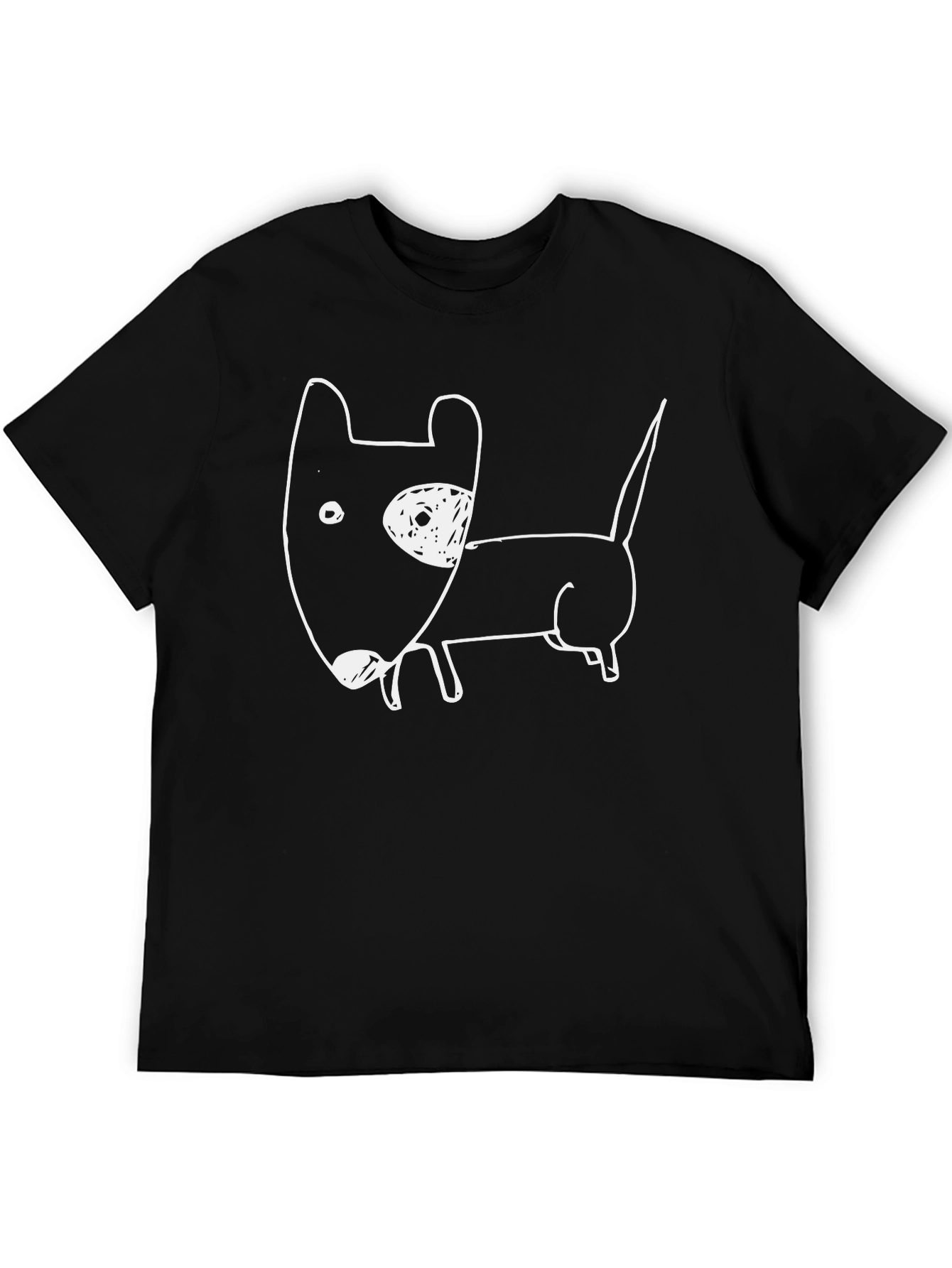 Mens Black Graphic Tee - Cartoon Dog Design