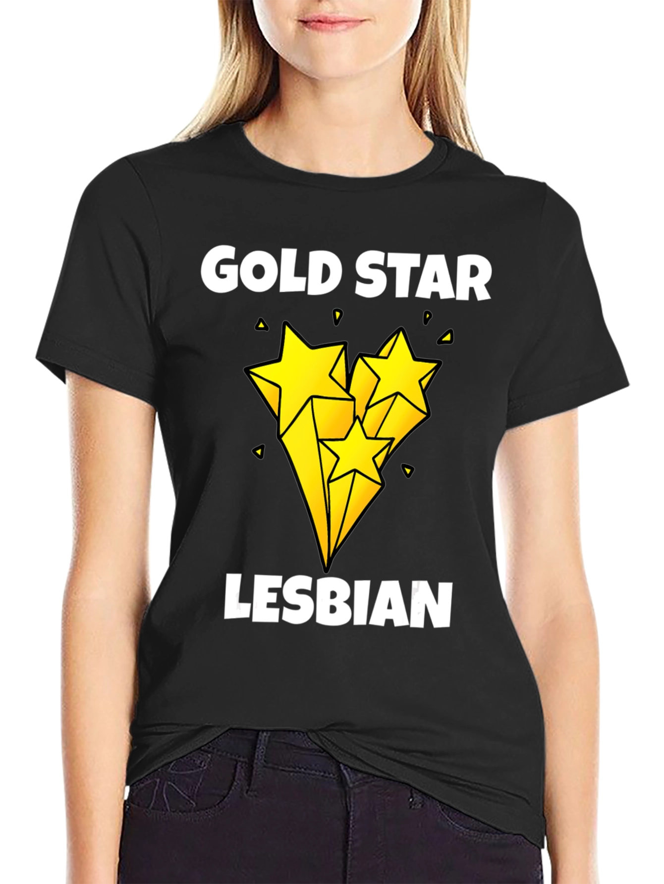 Gold Star Lesbian Pride Graphic Tee - Black