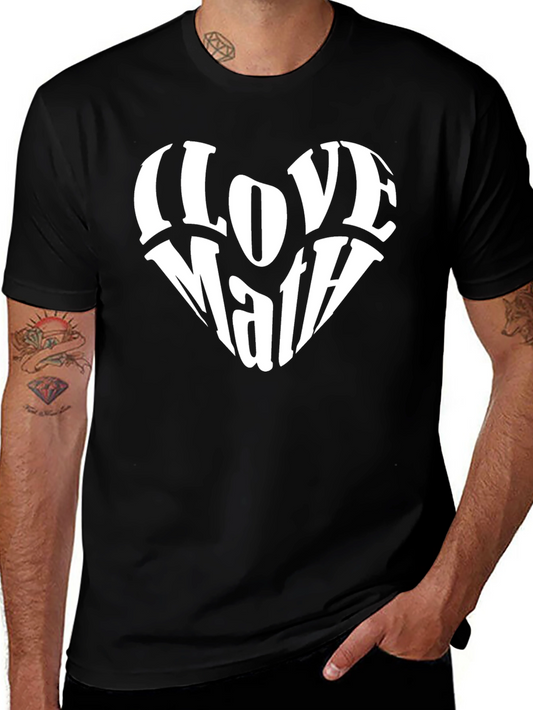 I Love Math Heart Graphic Black T-Shirt