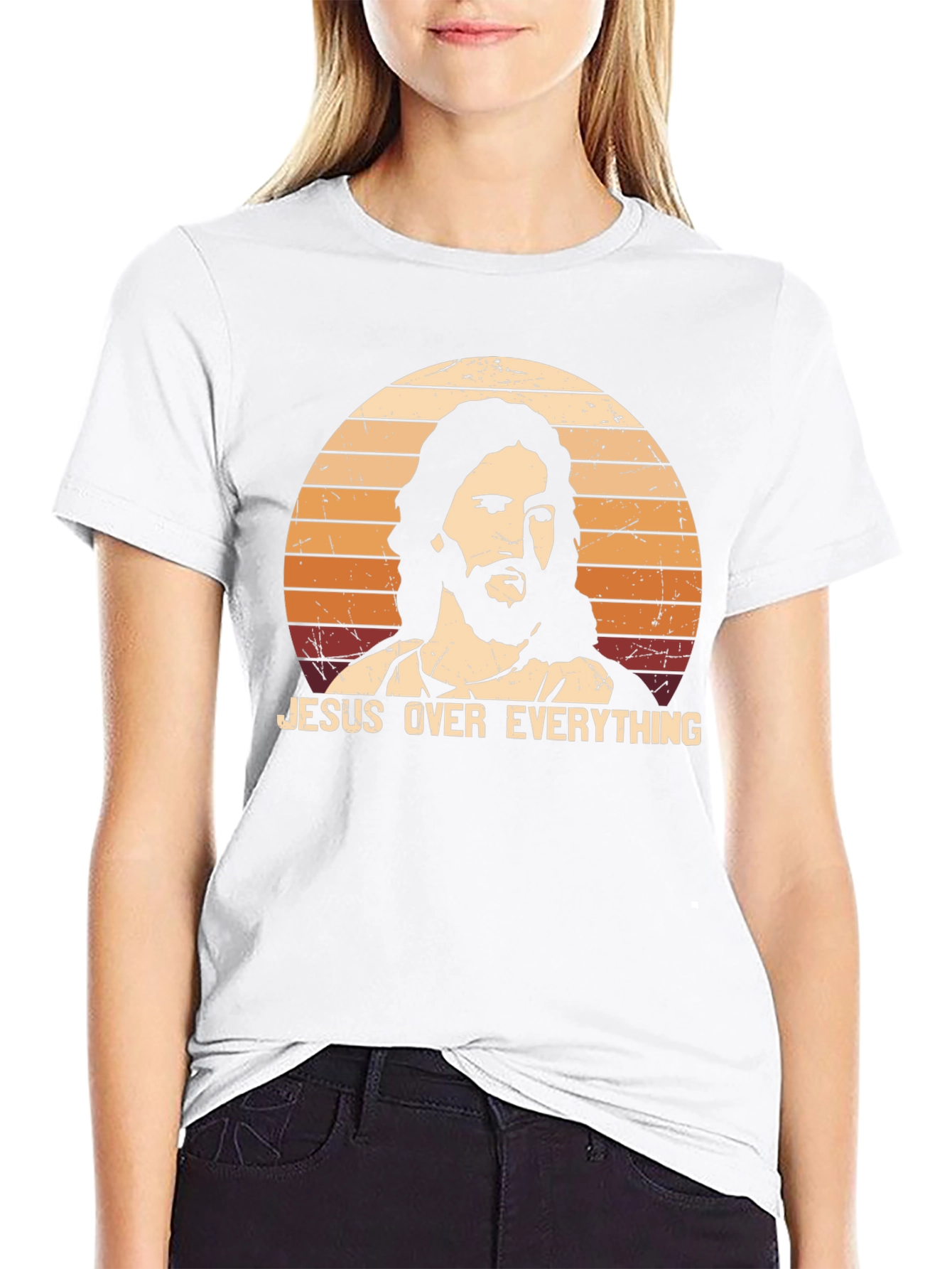 Jesus Over Everything Black Graphic T-Shirt