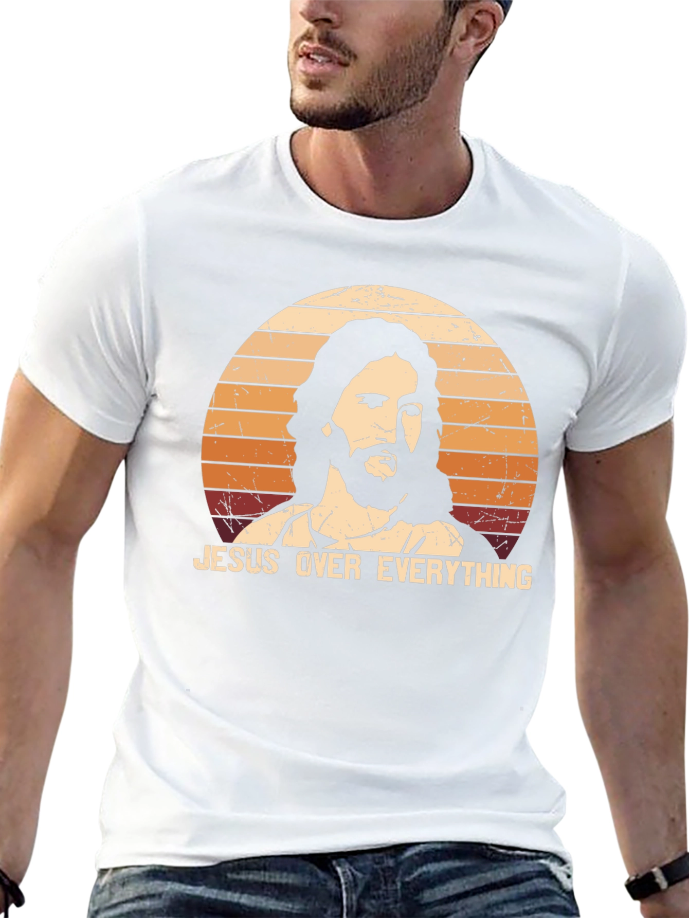 Jesus Over Everything Black Graphic T-Shirt