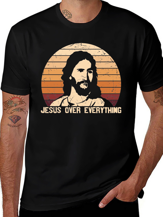 Jesus Over Everything Black Graphic T-Shirt