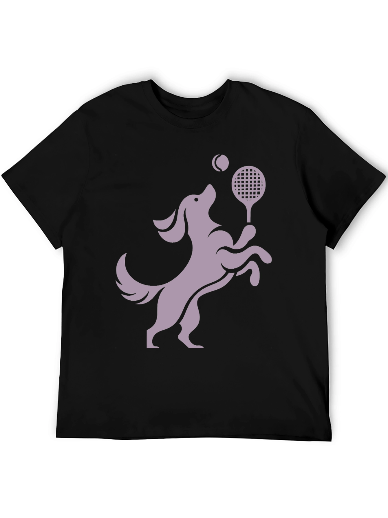 Dog Playing Tennis Black Graphic Tee