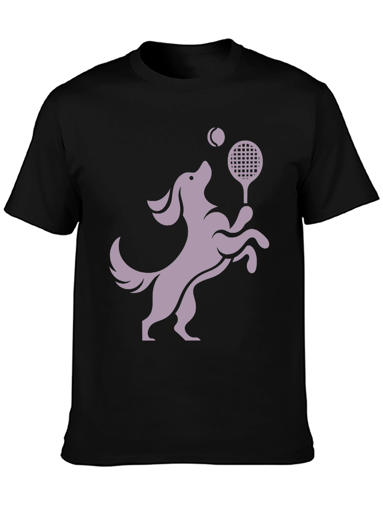 Dog Playing Tennis Black Graphic Tee