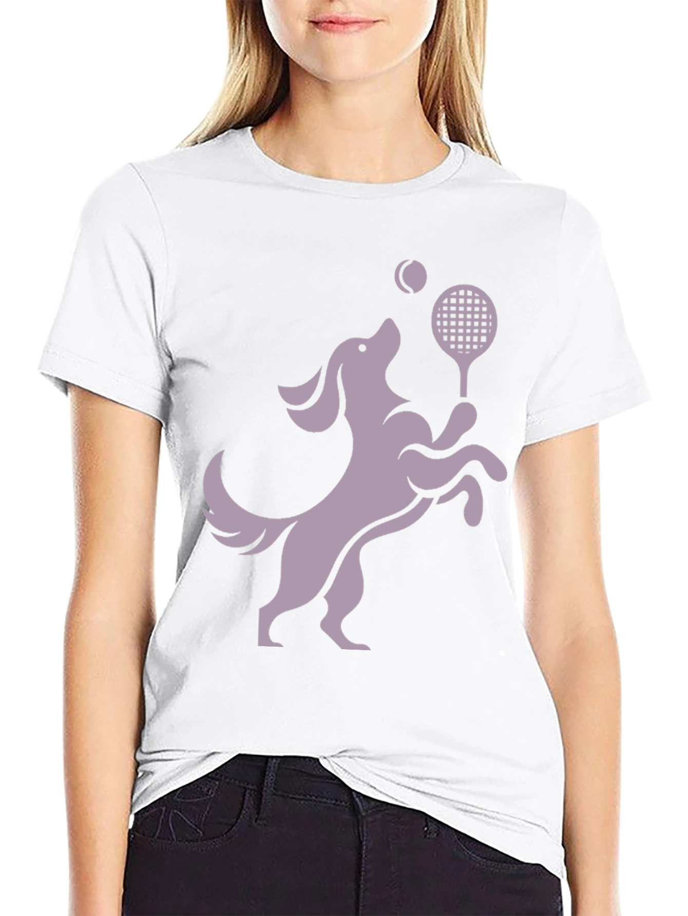 Dog Playing Tennis Black Graphic Tee