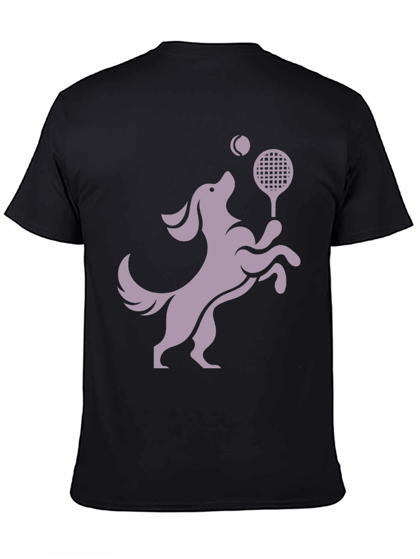 Dog Playing Tennis Black Graphic Tee