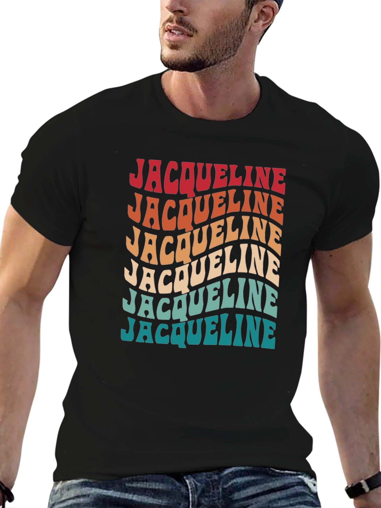 Jacqueline Retro Wavy Text T-Shirt