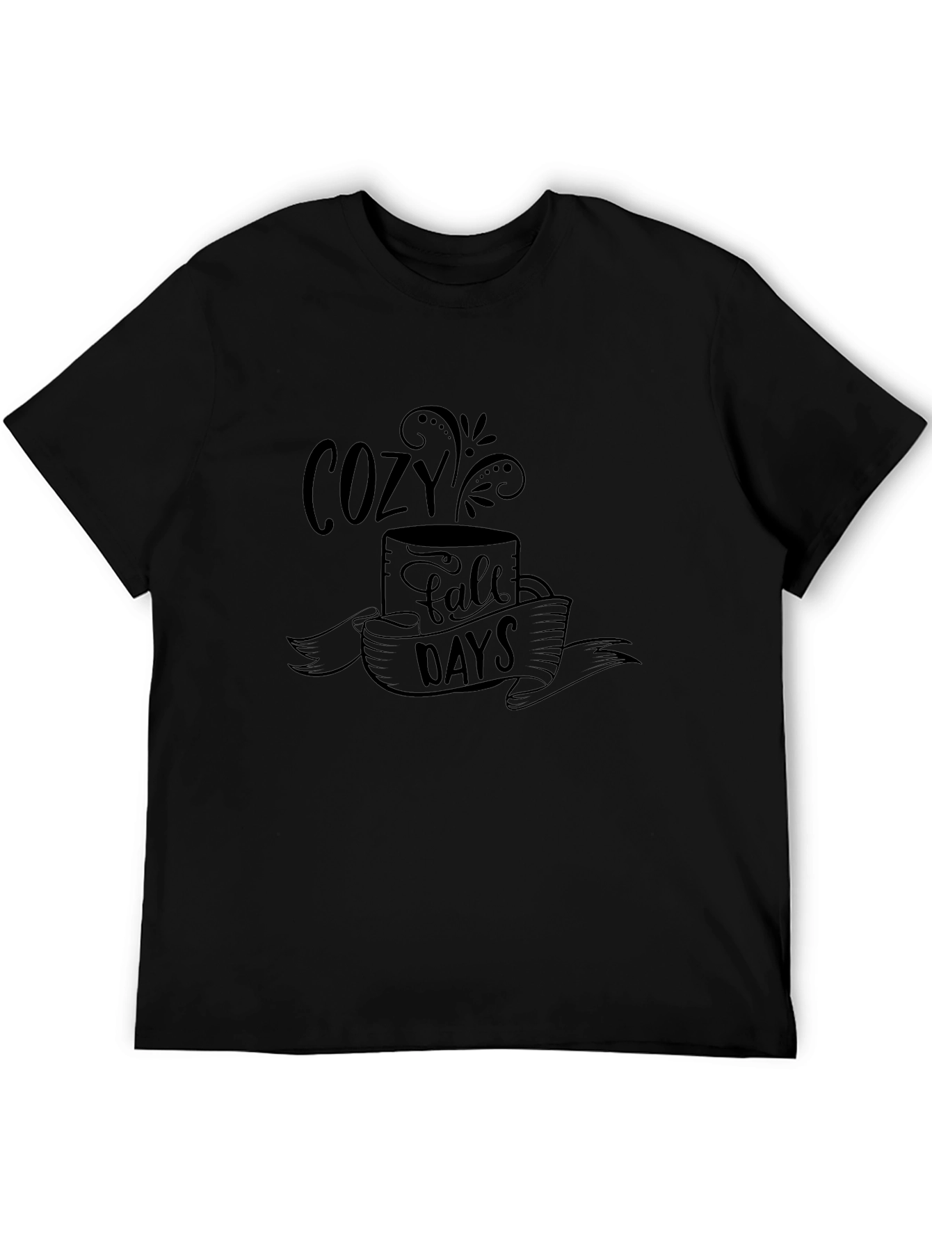 Cozy Fall Days Graphic Tee - Soft Black T-Shirt