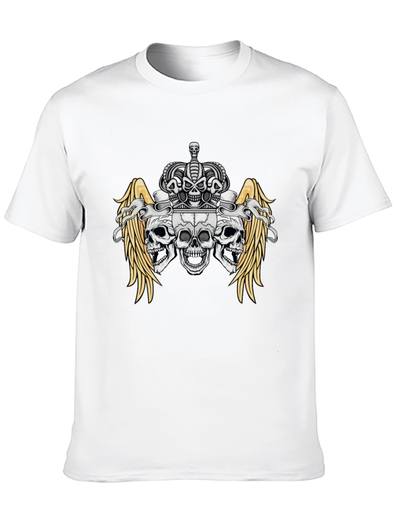 Skull Crown Wings Graphic Black T-Shirt
