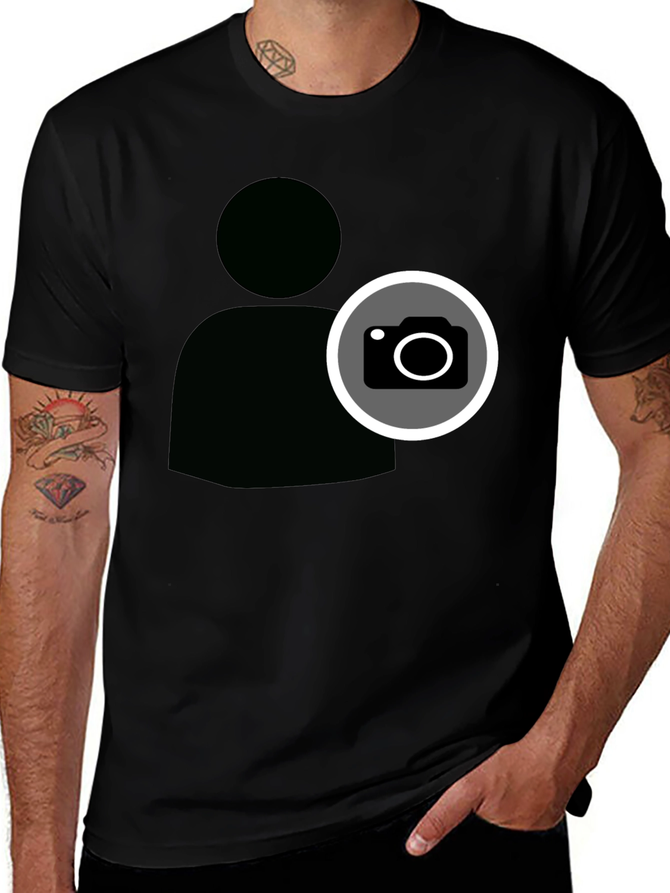 Cool Camera Icon Graphic Black T-Shirt