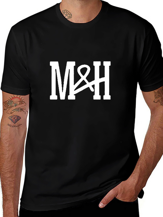 M&H Graphic Tee - Black Cotton Blend Casual T-Shirt