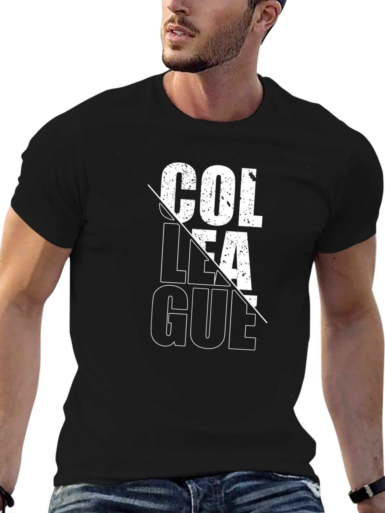 College League Graphic Print Black T-Shirt