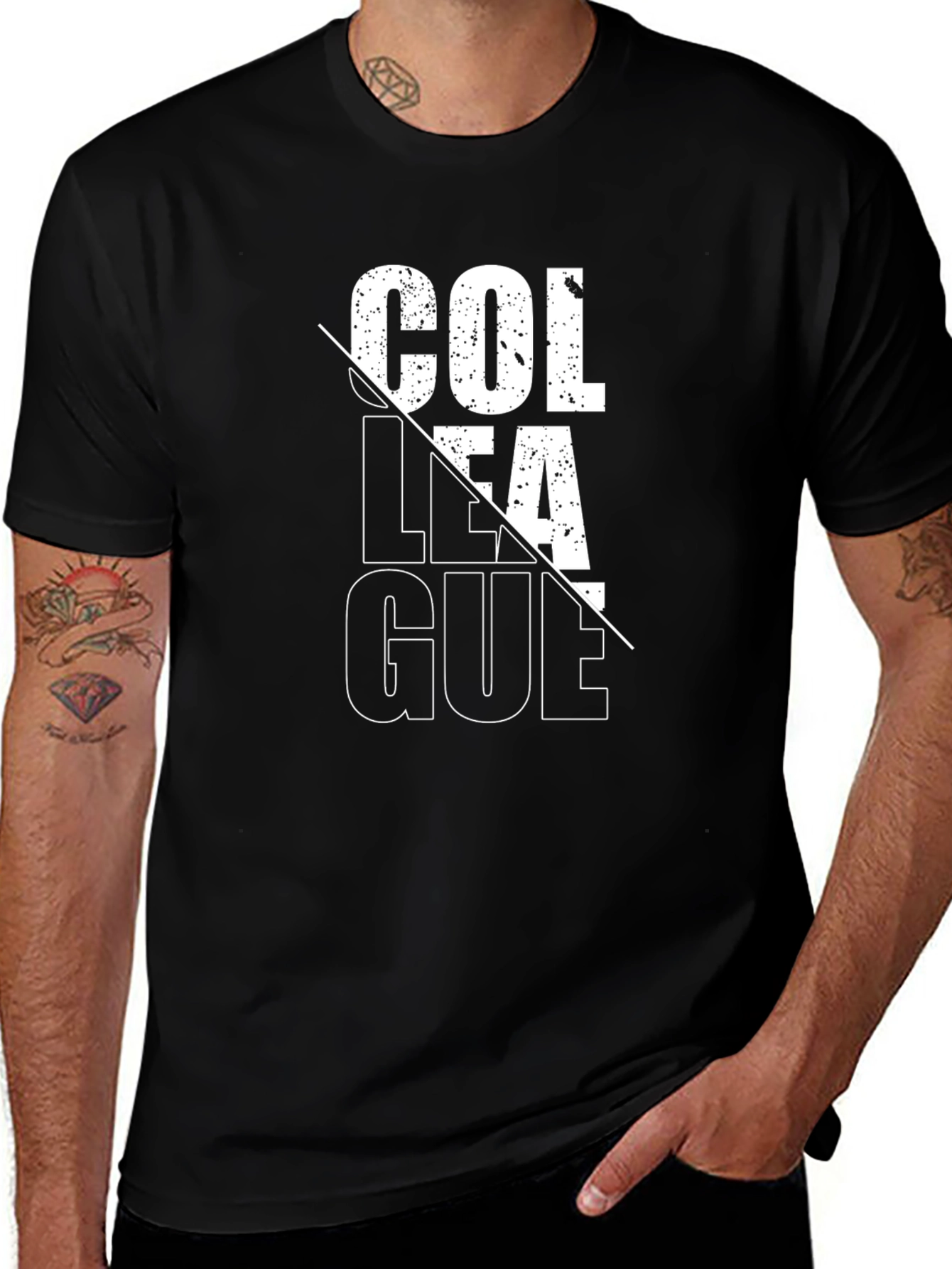 College League Graphic Print Black T-Shirt