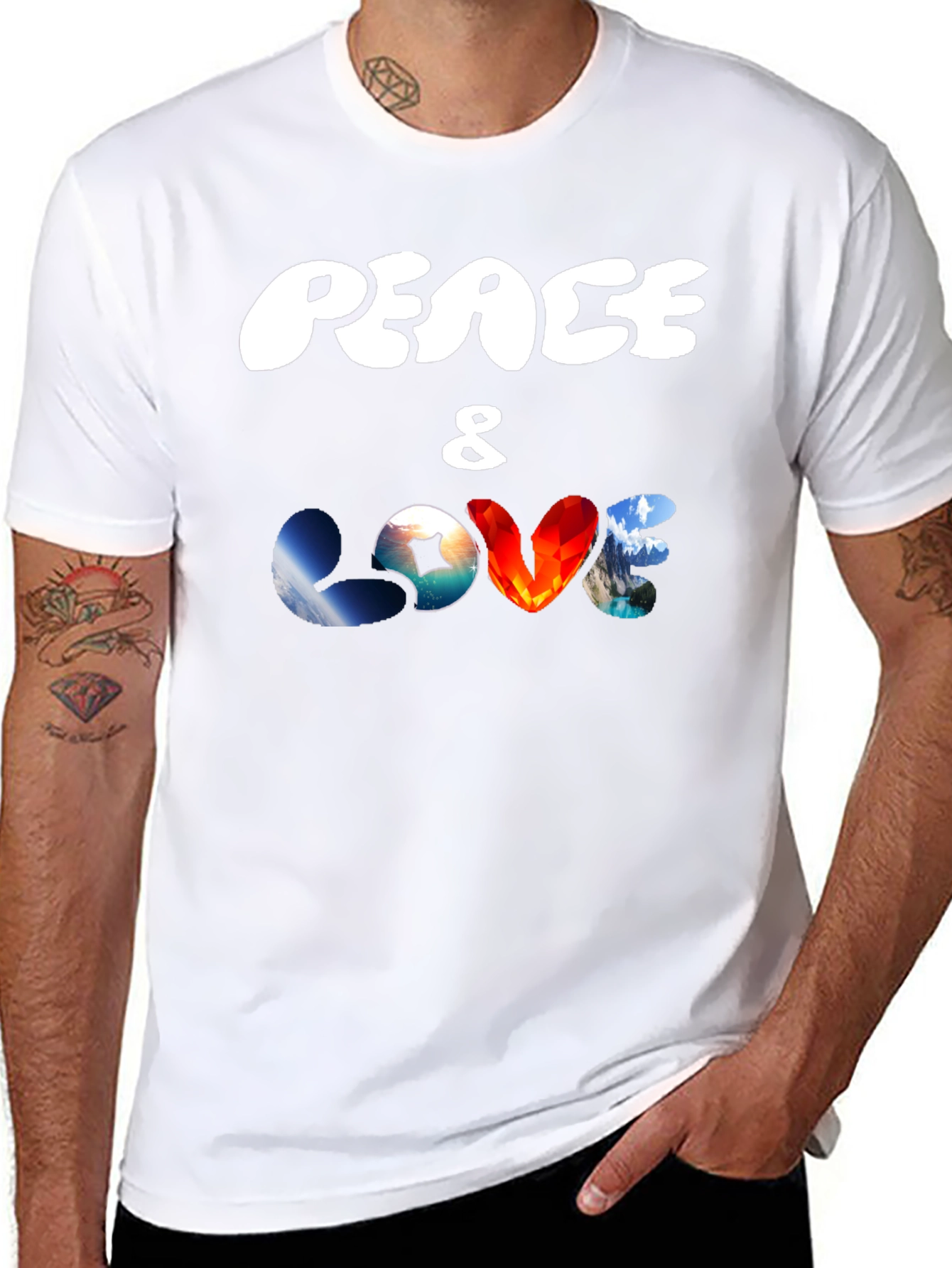 Peace & Love Graphic T-Shirt - Black