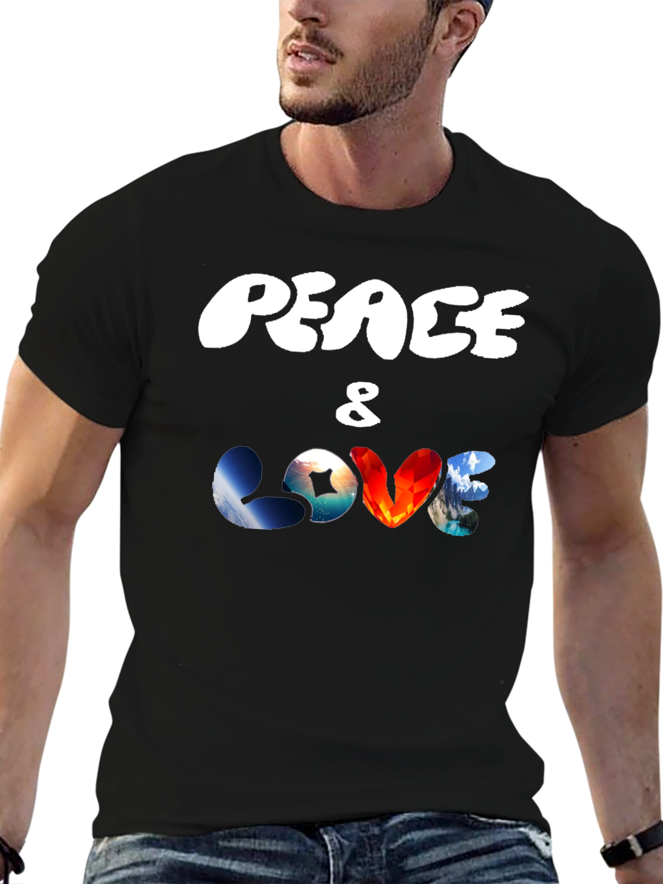 Peace & Love Graphic T-Shirt - Black