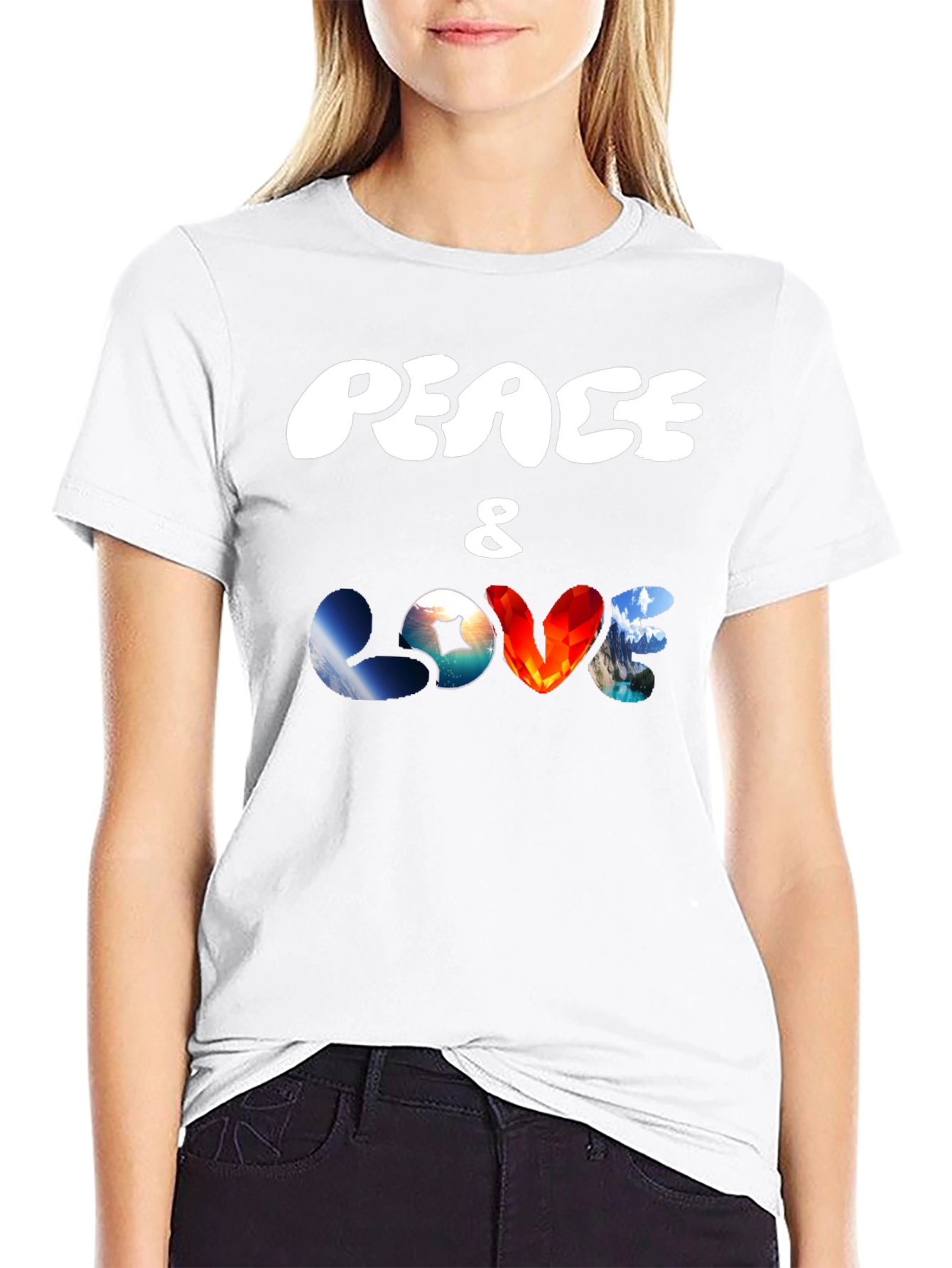 Peace & Love Graphic T-Shirt - Black