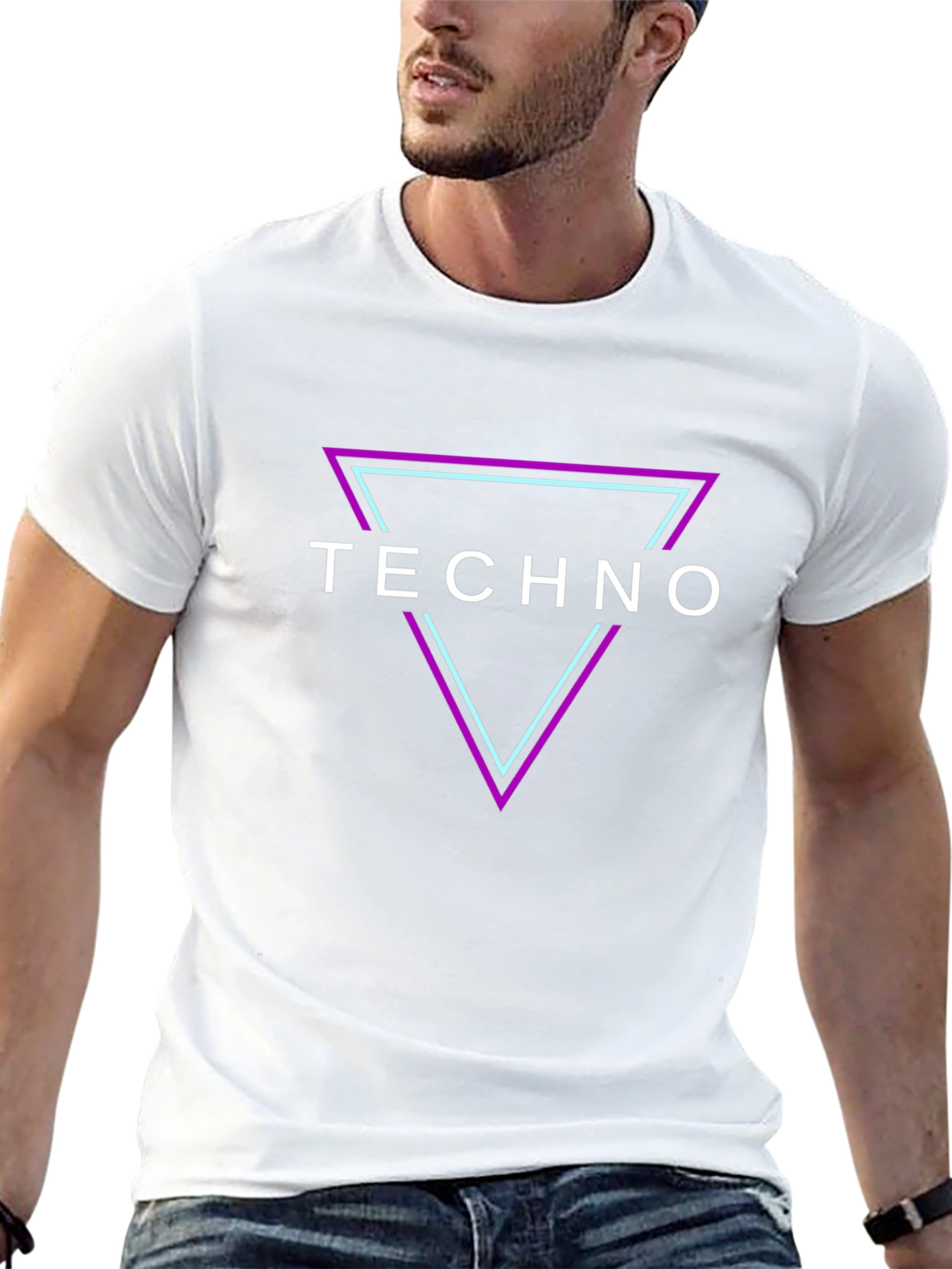 Techno Triangle Graphic T-Shirt - Black