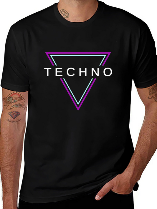 Techno Triangle Graphic T-Shirt - Black