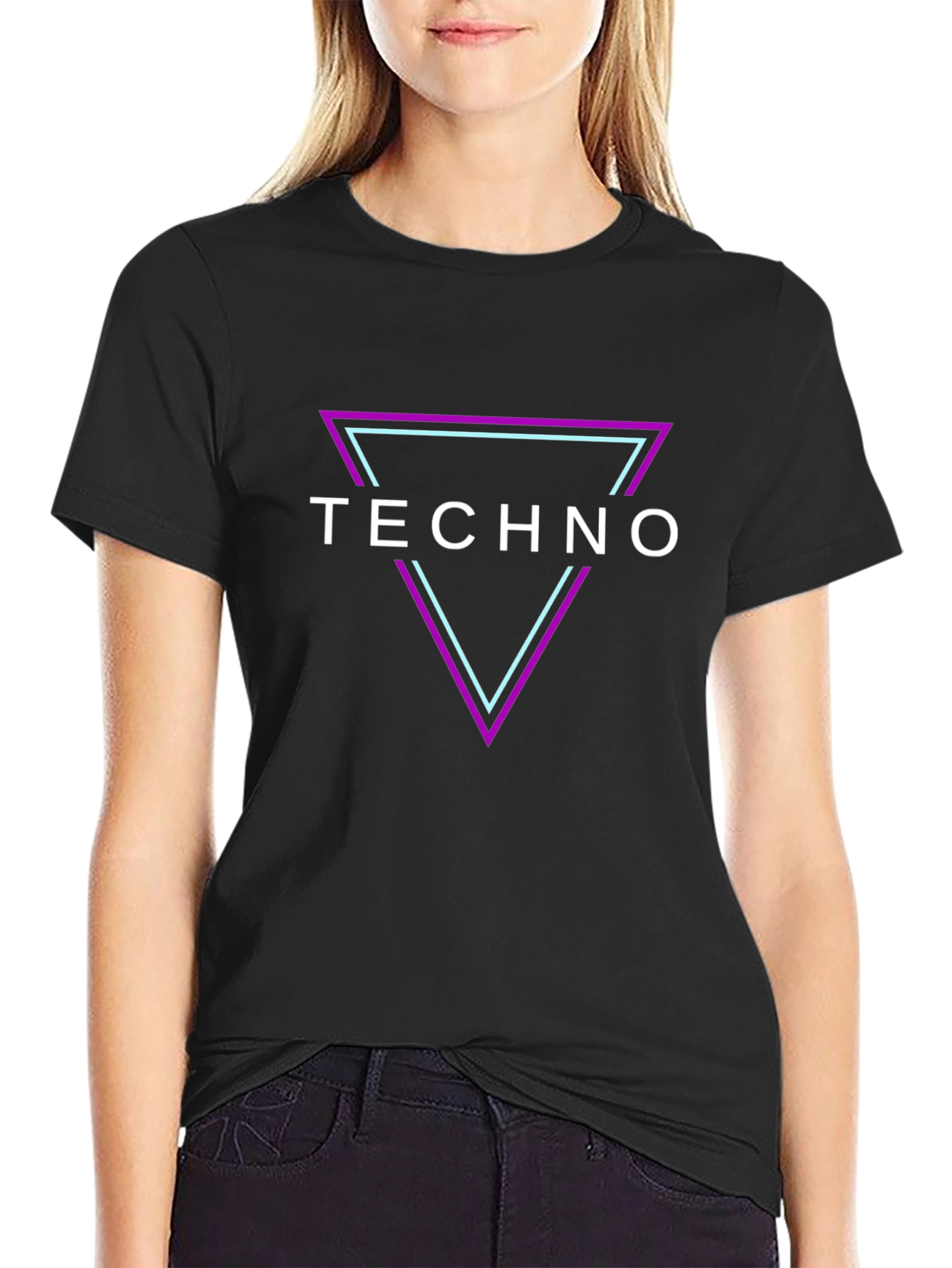 Techno Triangle Graphic T-Shirt - Black