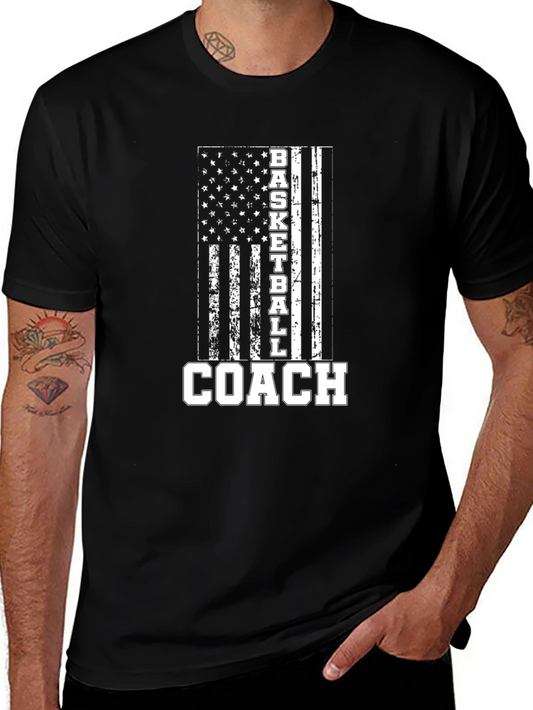 Basketball Coach American Flag Graphic T-Shirt