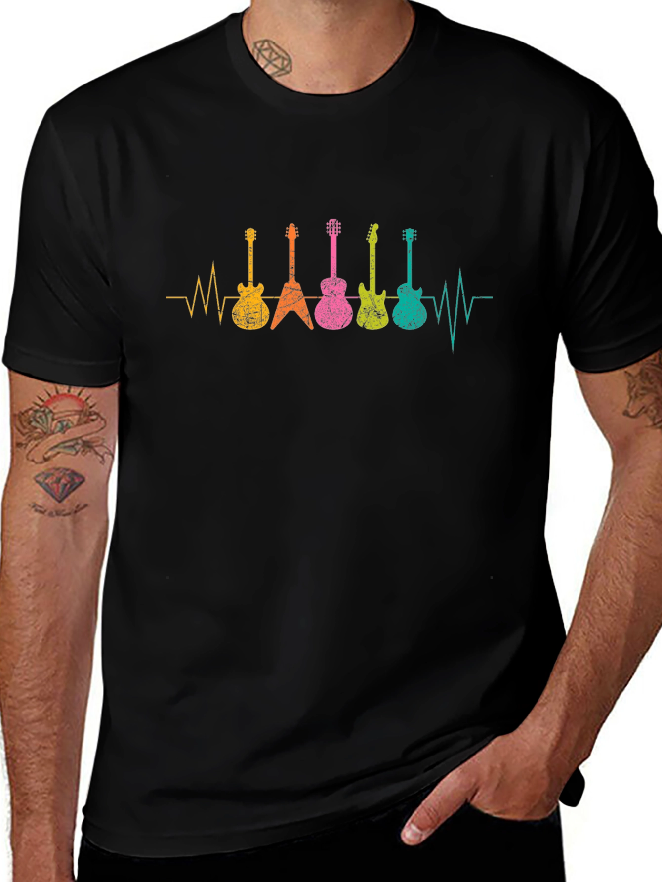 Guitar Heartbeat T-Shirt - Music Lover Tee