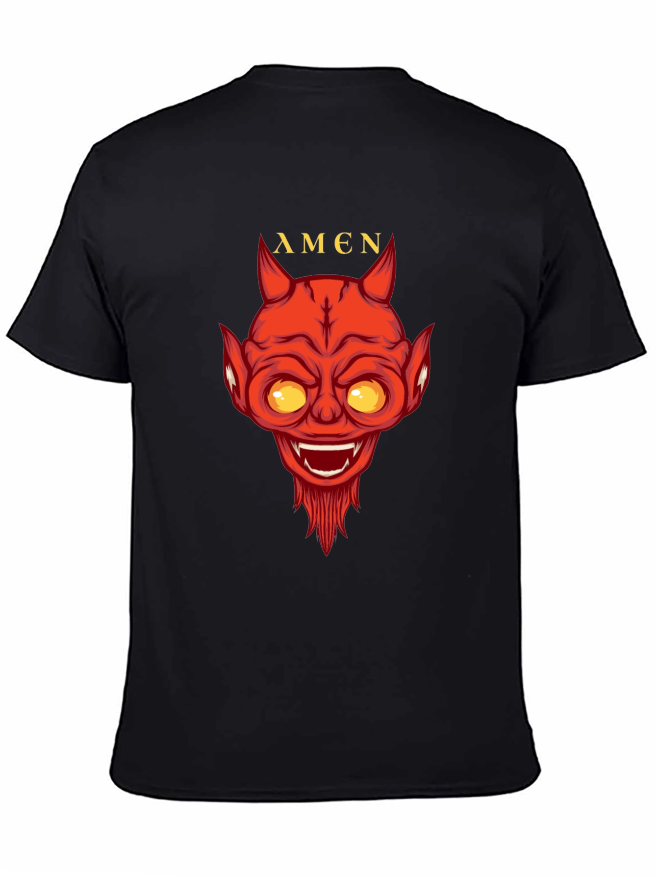 Devil Amen Graphic Print Black T-Shirt