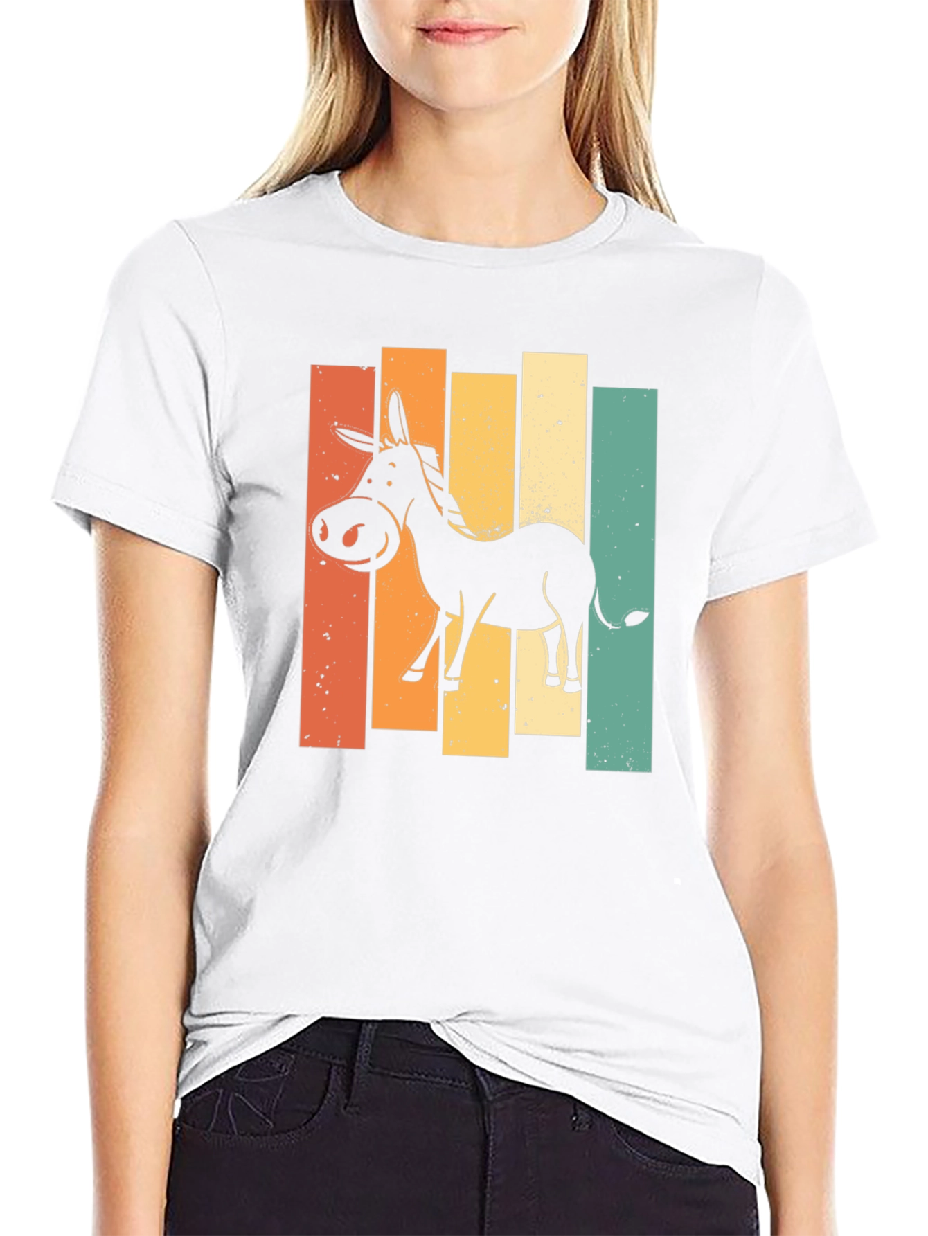 Retro Donkey Graphic T-Shirt - Black