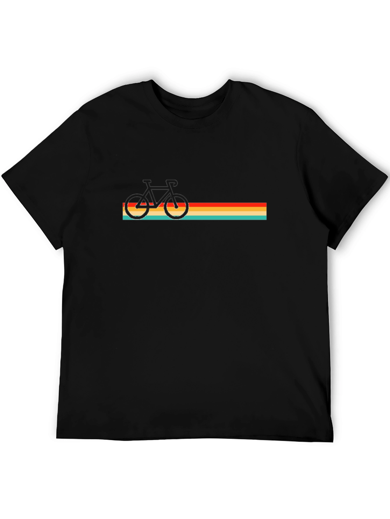Retro Bike Graphic Tee - Black Cotton T-Shirt