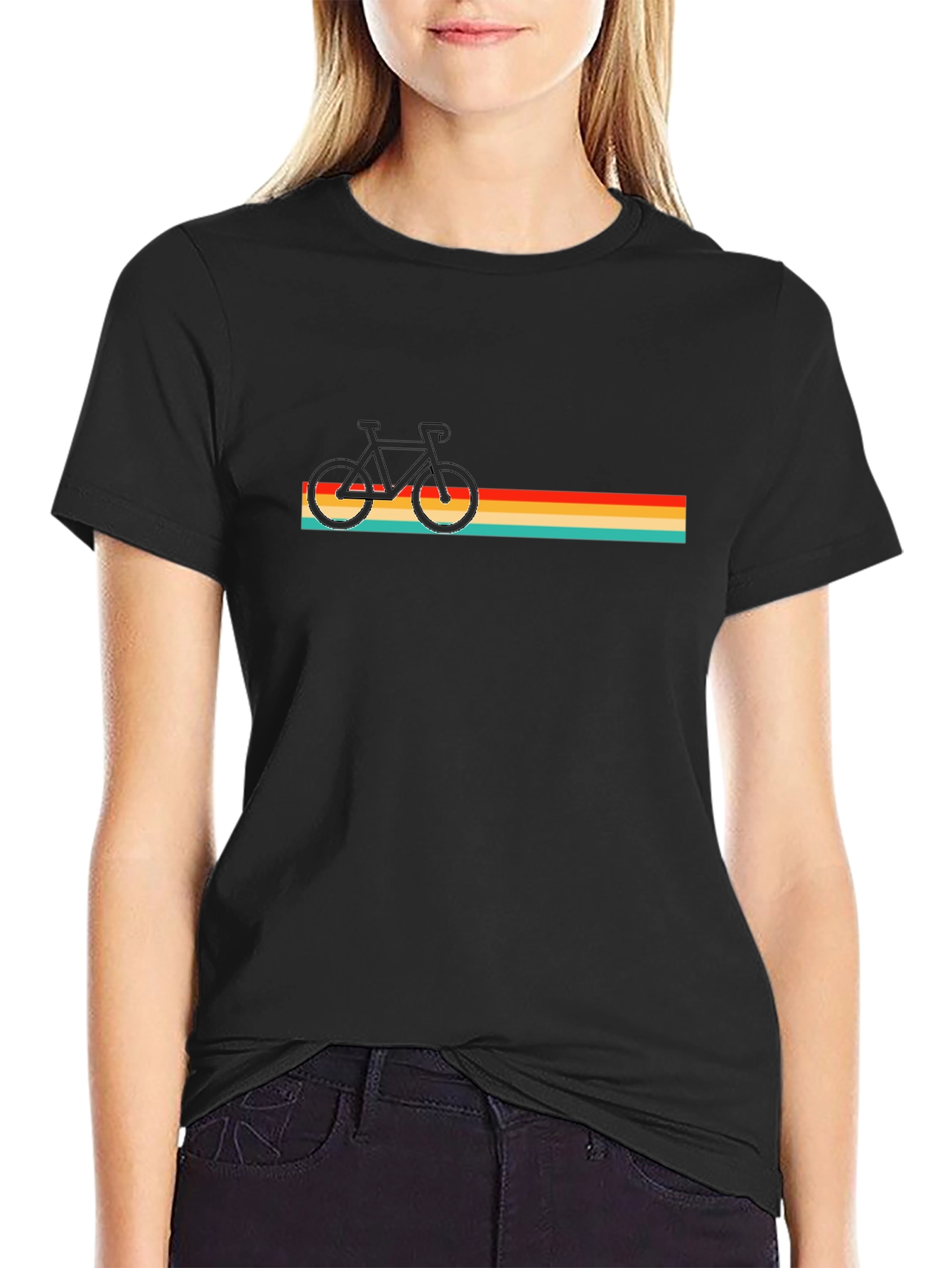 Retro Bike Graphic Tee - Black Cotton T-Shirt