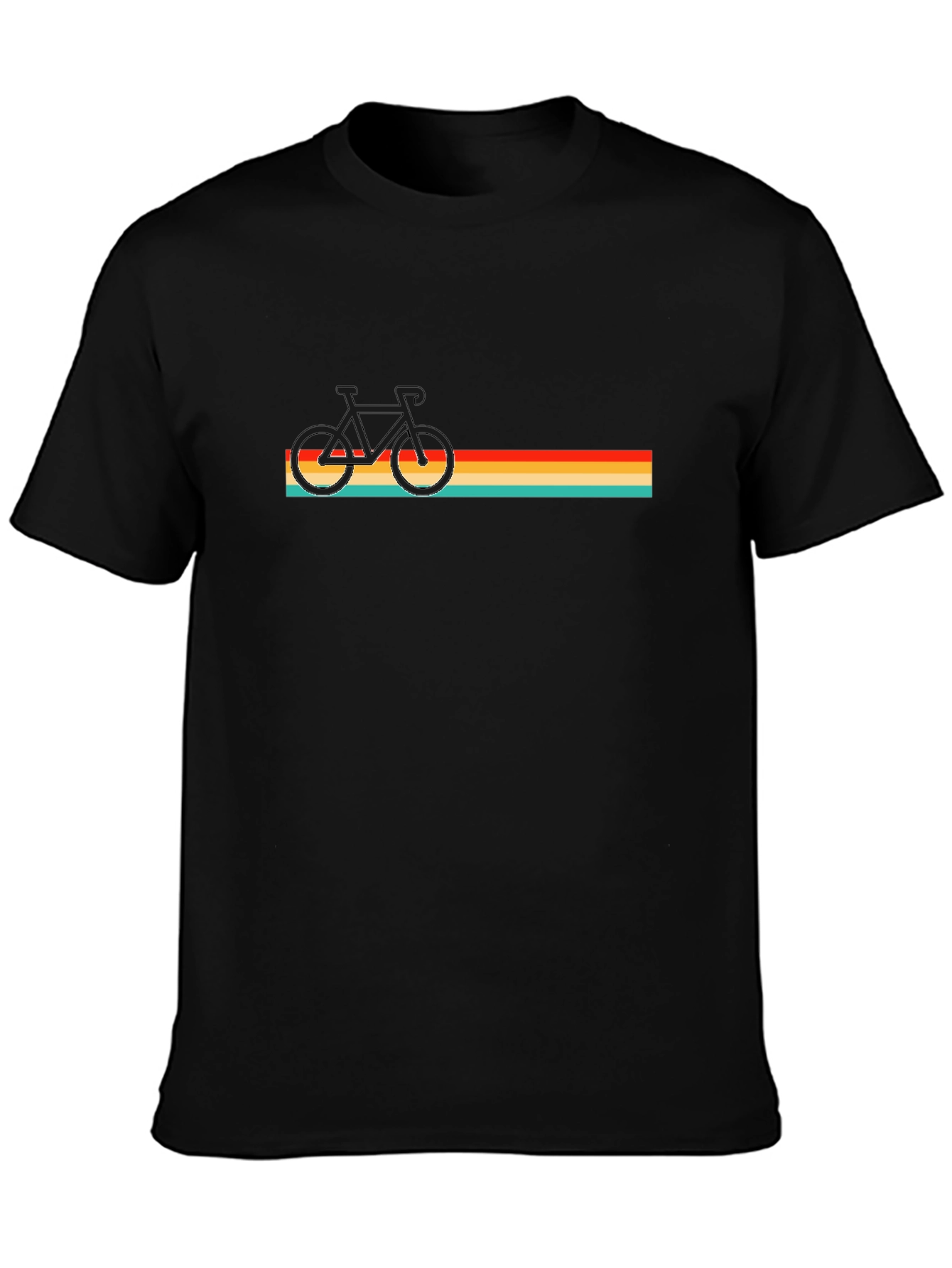 Retro Bike Graphic Tee - Black Cotton T-Shirt