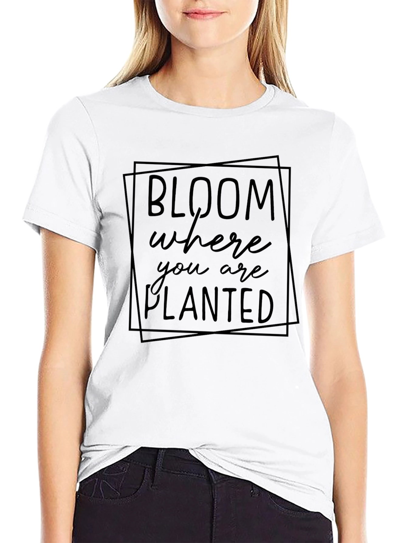 Bloom Where You Are Planted Black T-Shirt