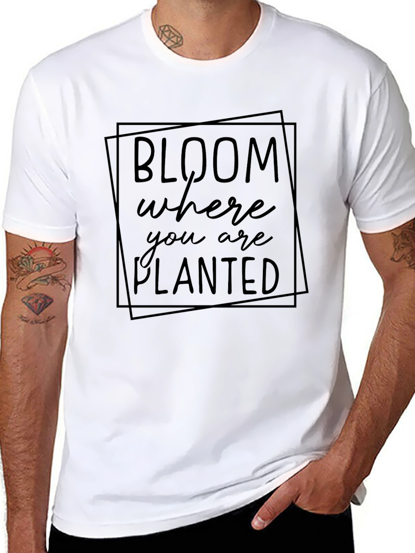 Bloom Where You Are Planted Black T-Shirt